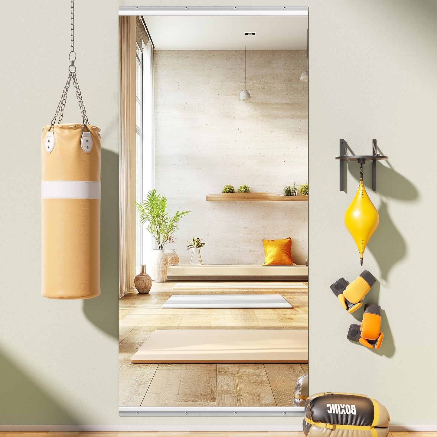 WINNICE 83"x40" One-Piece Home Gym Mirror, Oversized Full Body Wall Mounted Fitness Mirror, 4MM Professional Grade Tempered Glass for Yoga, Studio with Complete Kit