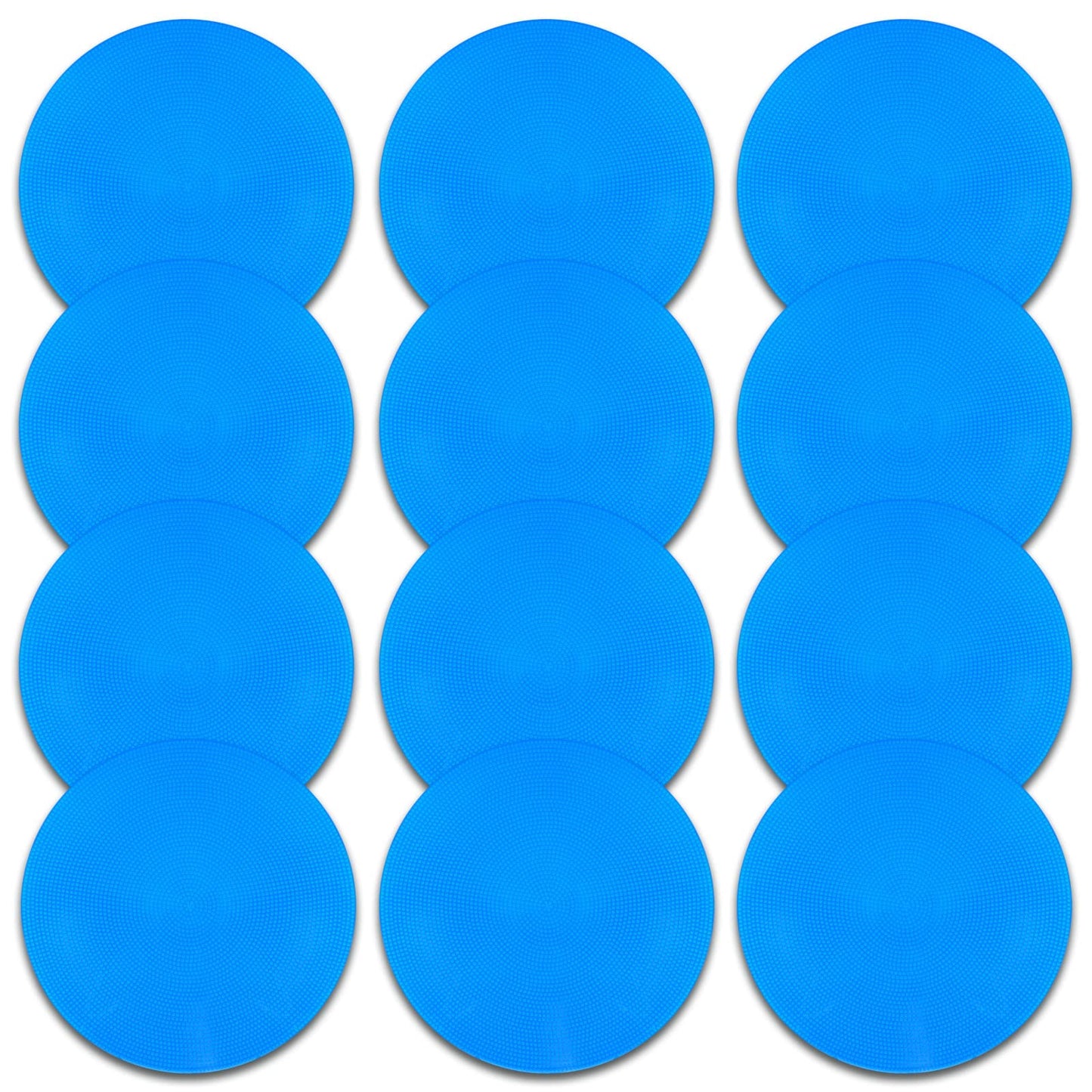 Spot Markers 9 inch 12 Pcs Non-Slip Rubber Agility Markers Flat Field Cones Floor Dots for Football, Soccer, Basketball Training Markers, School Activities, Exercise Drills, Social Distancing Blue