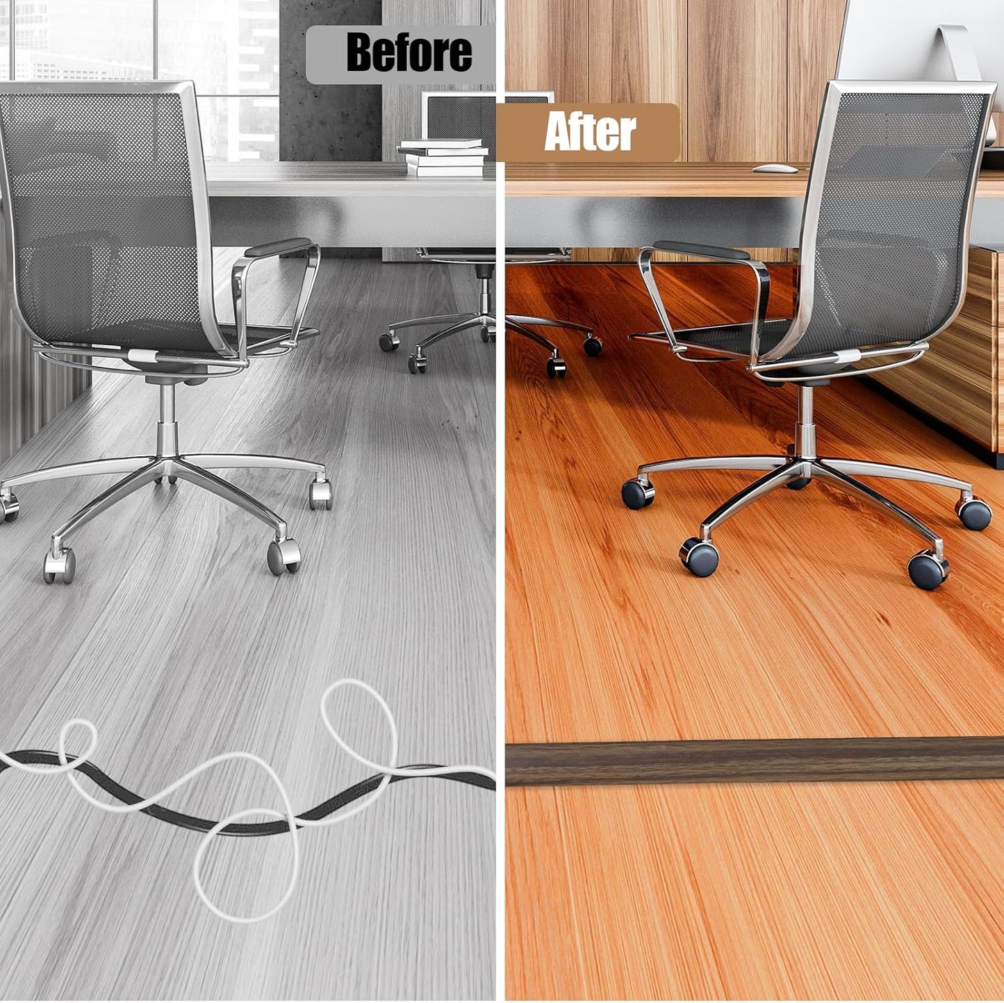 DBHXXMB-HH Hider,10FT Cavity:0.47"(W) 0.35"(H) Floor Cord Cover Self Adhesive Cord Cable Management, Extension Strip