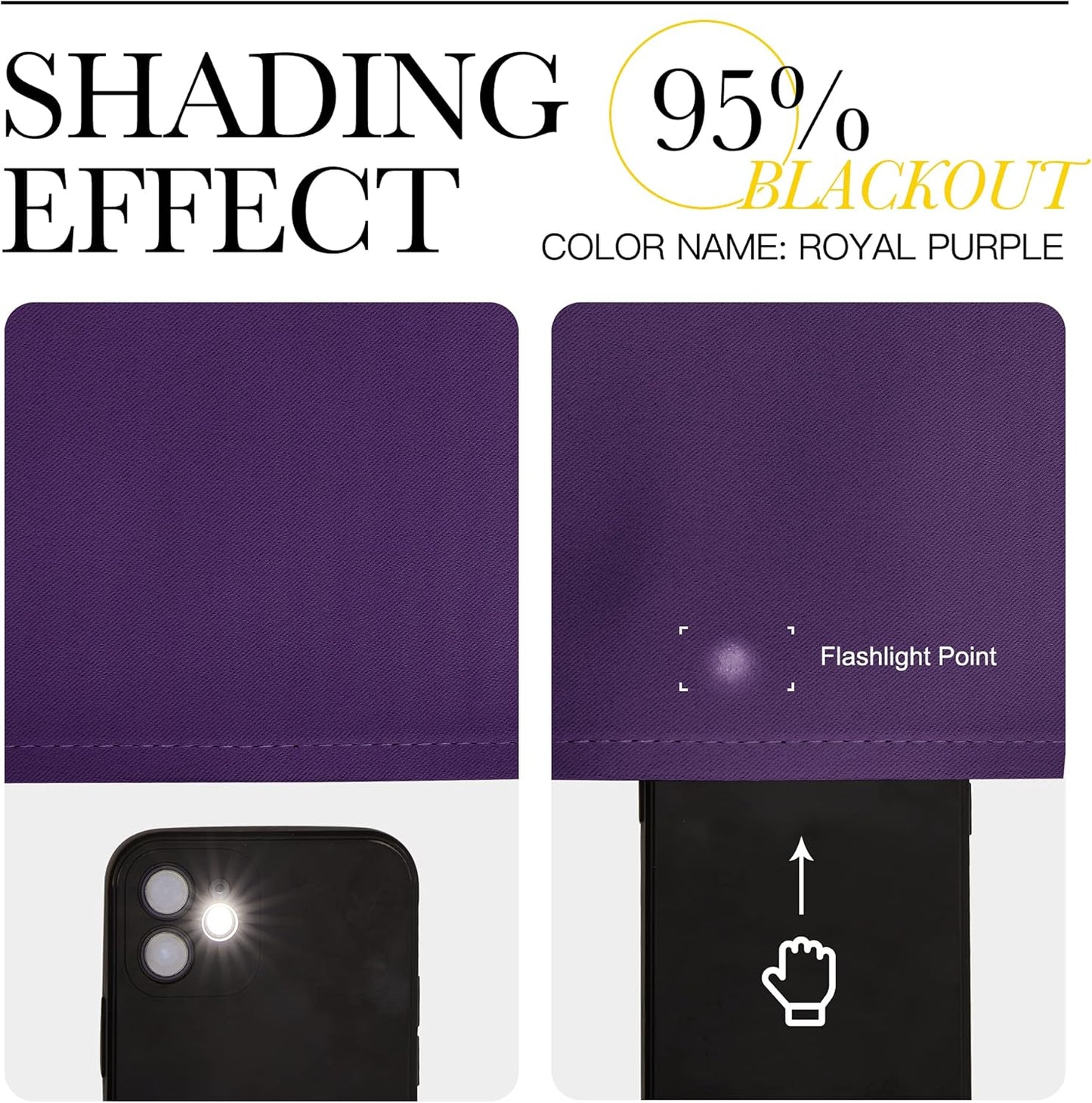 NICETOWN Purple Blackout Curtains - Noise Reducing & Thermal Insulated | 96 Inches Long, 55 Inches Wide (2 Panels)