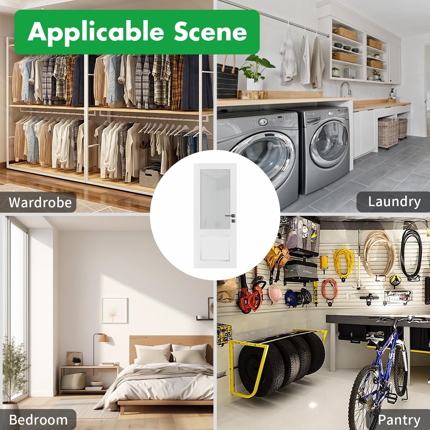 LetLuck 30"x80" Slab Door with Half Frosted Glass - Ideal for Closets, Storage Rooms, Bathrooms, Offices, and Interior Room Door - Solid Core Composite Material, No Hardware Included