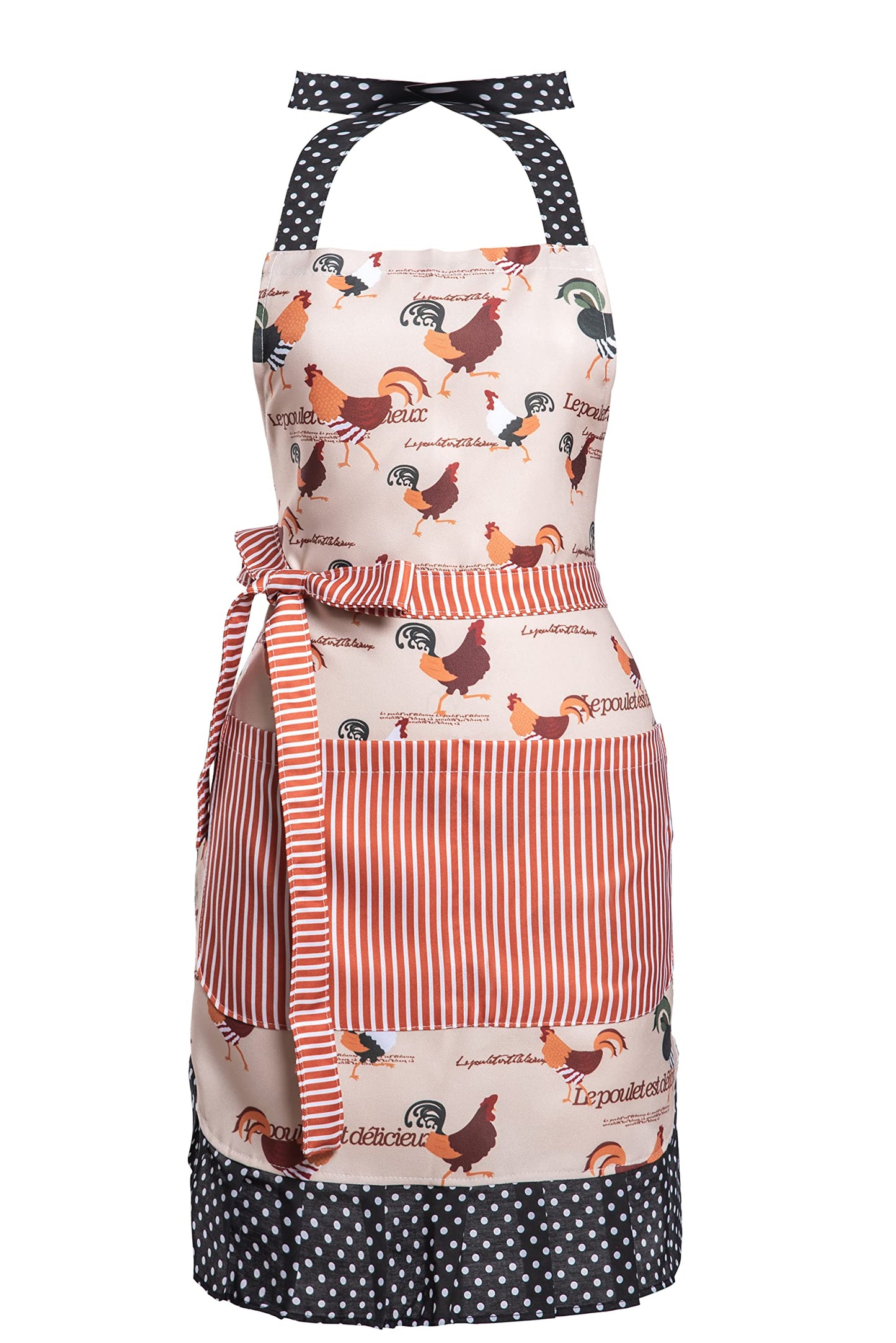 Alex Virtue Lovely Flower Pattern Retro Aprons With Large Pockets for Women Girls Cooking Kitchen Bakery Mother's Gift (Lovely Chicken)