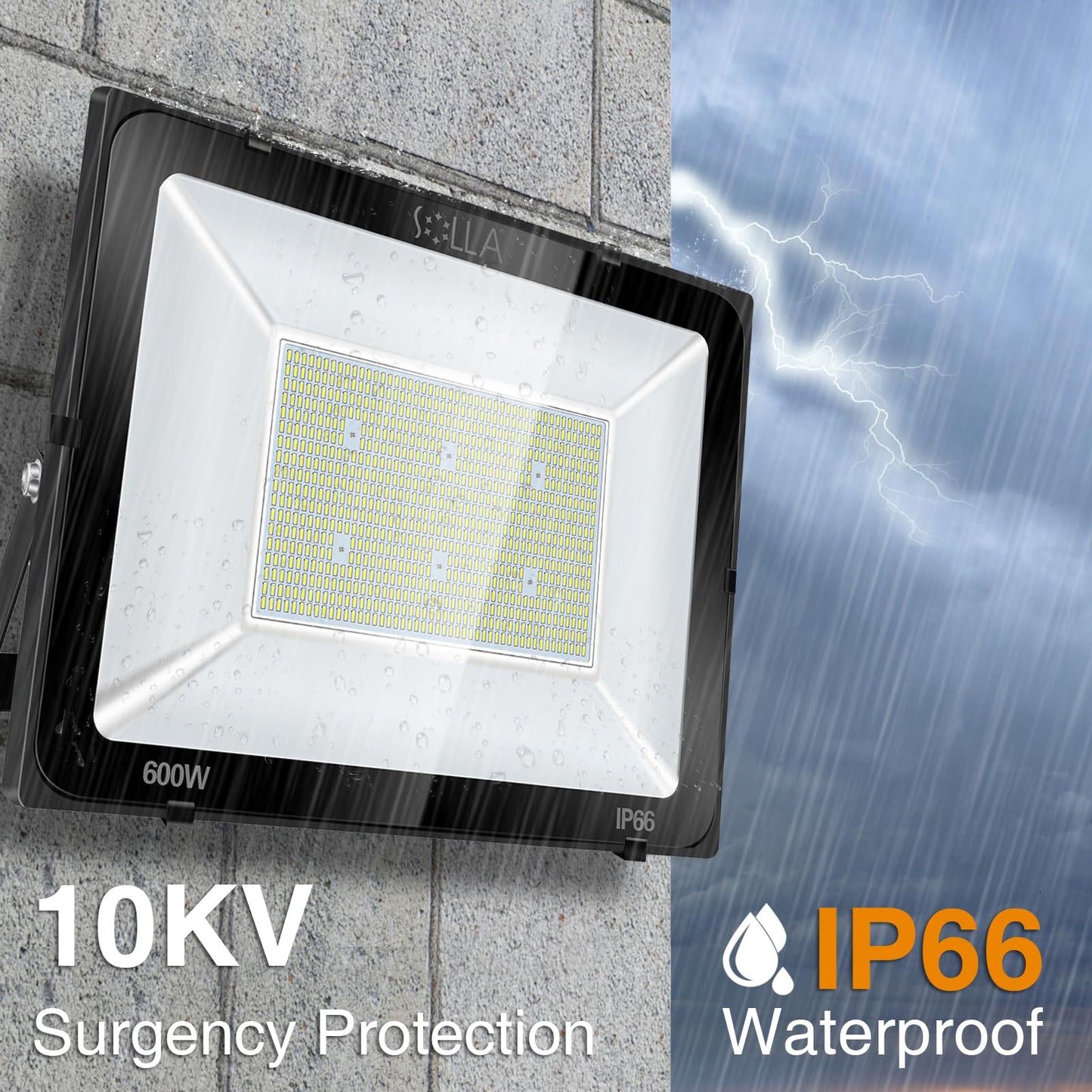 600W LED Stadium Flood Light Outdoor, 3300W Equivalent, 48000LM Super Bright LED Exterior Arena Light, IP66 Waterproof, 6000K Daylight White, Commercial Lighting for Sports Fields and Counts
