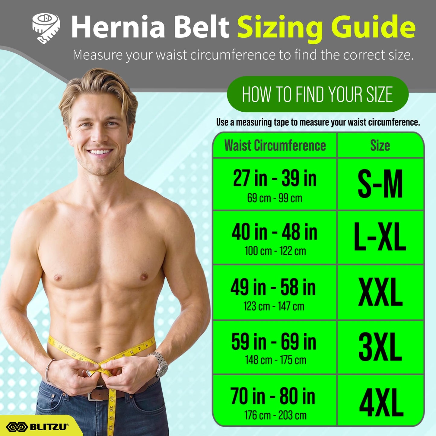 BLITZU Umbilical Hernia Belt for Men & Women, Abdominal Binder Adjustable Truss Support with 2 Compression Pads for Naval, Ventral, Incisional, Epigastric, Belly Button Hernias, Pre Post Surgery L-XL