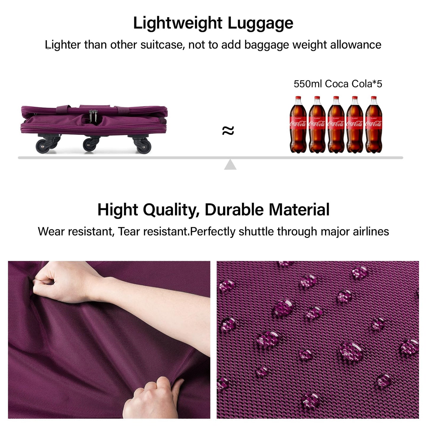 Hanke Expandable Large Suitcase 4 Wheels Lightweight Collapsible,Foldable Suitcases &Travel Bags Hand Luggage Extend 20/24/28 inch Suitcases Duffel Bag Without Telescopic Handle for Men & Women