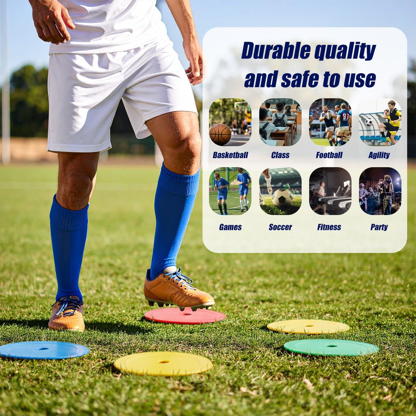 Caeuiciw 50 Pcs 6 inch Flat Cones Spot Markers Non-Skid Floor Hole Soccer Cones Field Court Spot Markers Flat Discs Soccer Training Equipment for Football Sports Speed Agility Practice