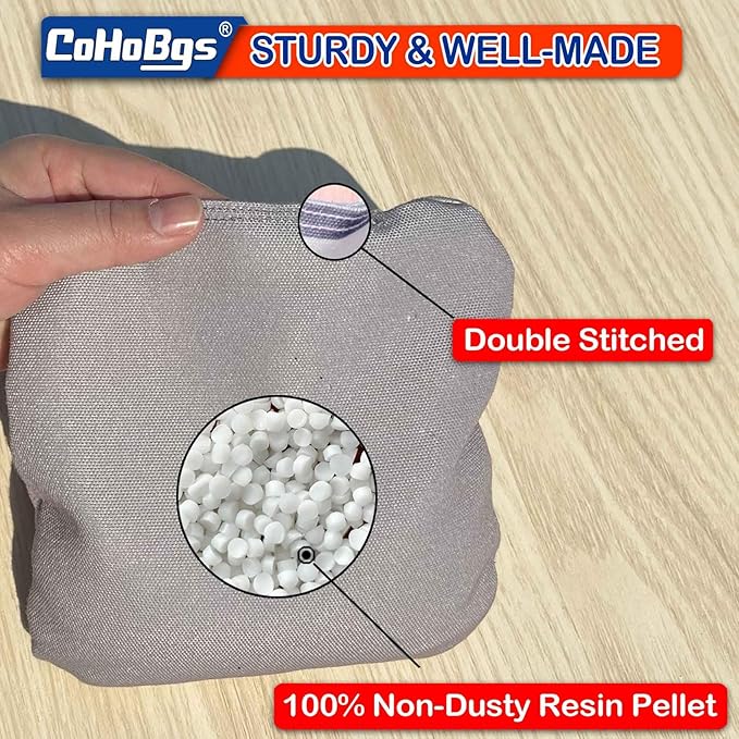 CoHoBgs Corn Hole Bags Set 8, Professional Cornhole Bags Dual-Sided Slick & Stick Resin Filled Suede and Duck Canvas Bean Bag for Cornhole Game Includes Carry Case