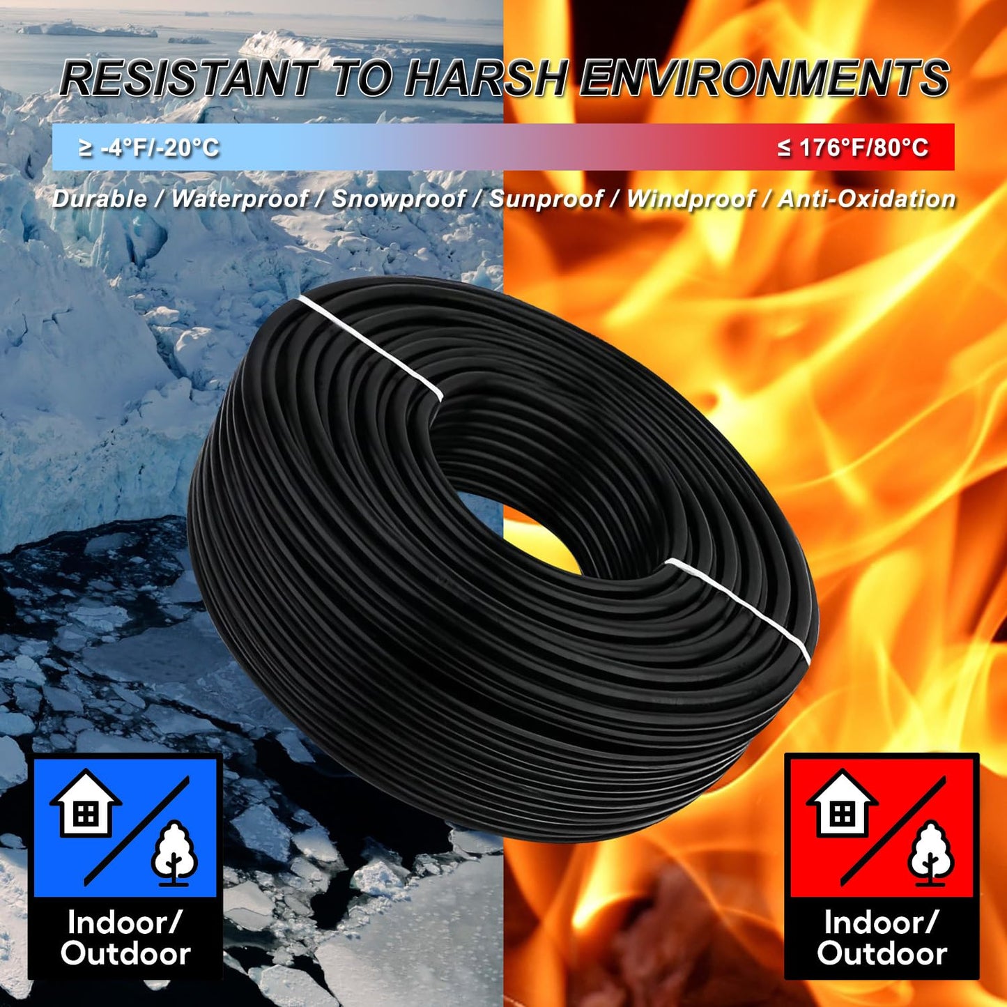 LINKSQ UL2464 50FT 12 Gauge 4 Conductor Electrical Wire, Tinned Oxygen Free Copper 4 Wires, 12/4 AWG Landscape Wire, OFC Speaker Cable, Low Voltage Wires, Automotive Battery Wire Cable
