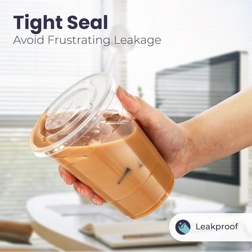 Fit Meal Prep 20 oz Plastic Iced Coffee Cups - 100 Pack, BPA-Free with Flat Lids & Straws | Perfect for Parties & Cold Drinks