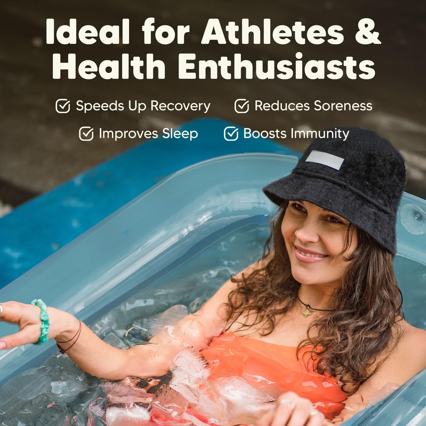 Rebrea Inflatable Ice Bath Tub -XL Clear See Through - Ice Plunge Tub for Cold Water Therapy - Portable Cold Plunge Tub - Indoor & Outdoor - Inflatable Tub for Adults - Ice Tub for Athletes - Cold Tub