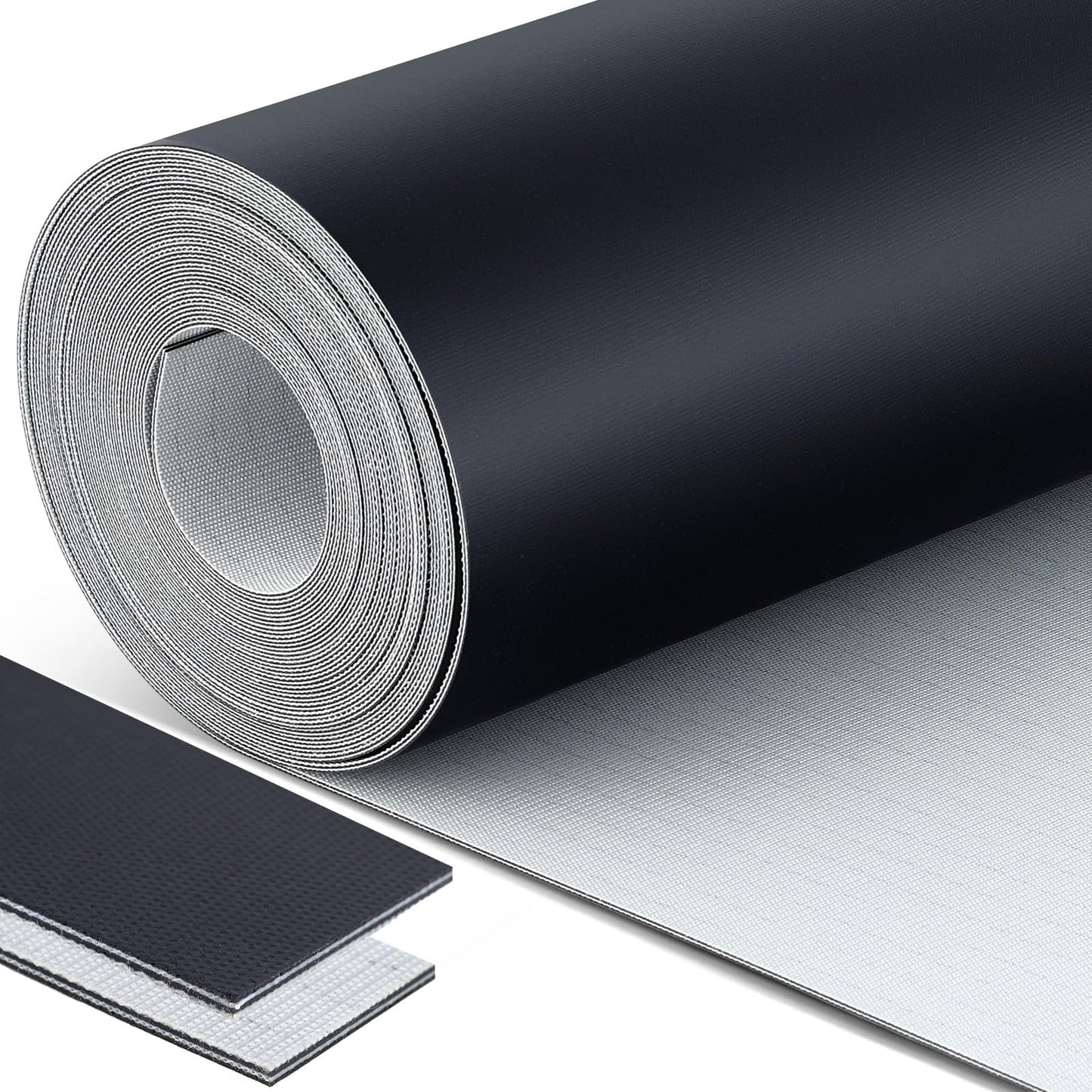 Lounsweer 12 Inch Wide 25 Foot Length Black Conveyor Belt Material PVC 120 Cover One Side Conveyor Belt Extra Long Fiber Fabric Bottom Layer Industrial Drive Polyester Repair Conveying Belts