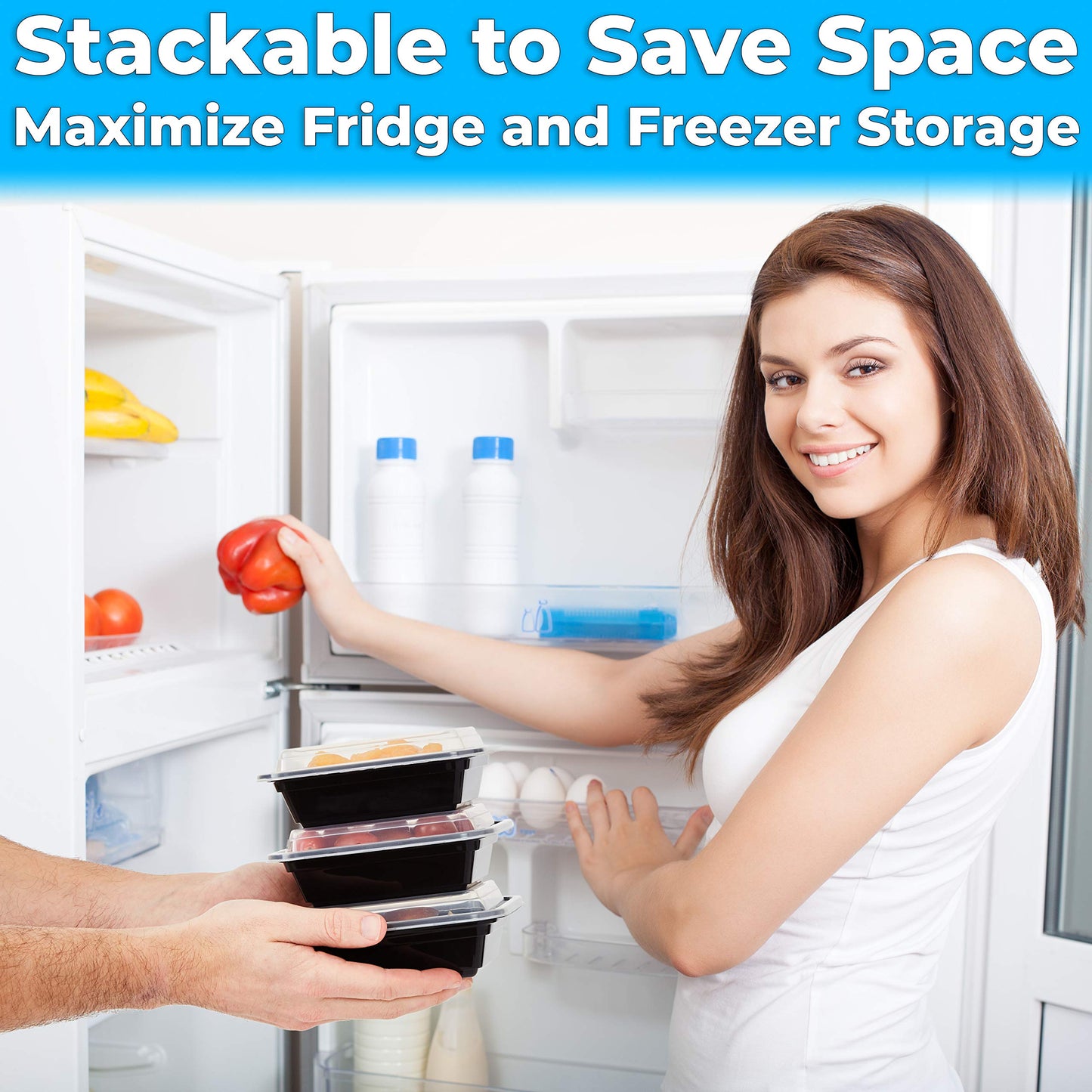 Pro-Grade BPA-Free Plastic Containers with Lids 100ct. 12oz Leakproof Microwavable Portion Container for To-Go Orders, Food Prep and Storage. Reusable Bento Boxes for Restaurant, Cafe and Catering.