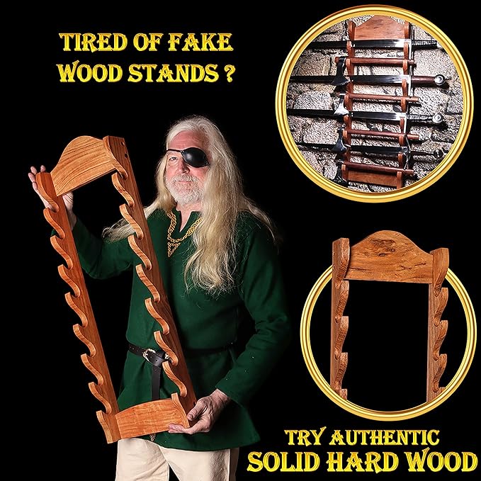 Mythrojan Medieval Sword Wall Mount Samurai Sword Display Stand Katana Sword Holder Gladiator Sword Wall Display Crusader Sword Stand Knife Stand for Display - 8 tier Sword Stand