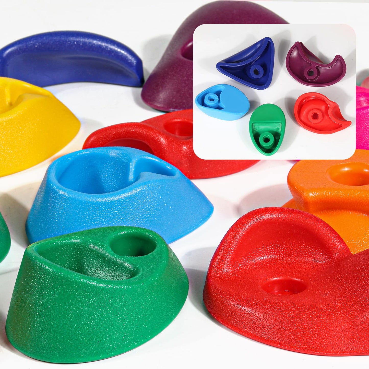 TOPNEW 32 Rock Climbing Holds Multi Size for Kids, Adult Rock Wall Holds Climbing Rock Wall Grips for Indoor and Outdoor Playground Play Set - Includes 2 Inch Mounting Hardware