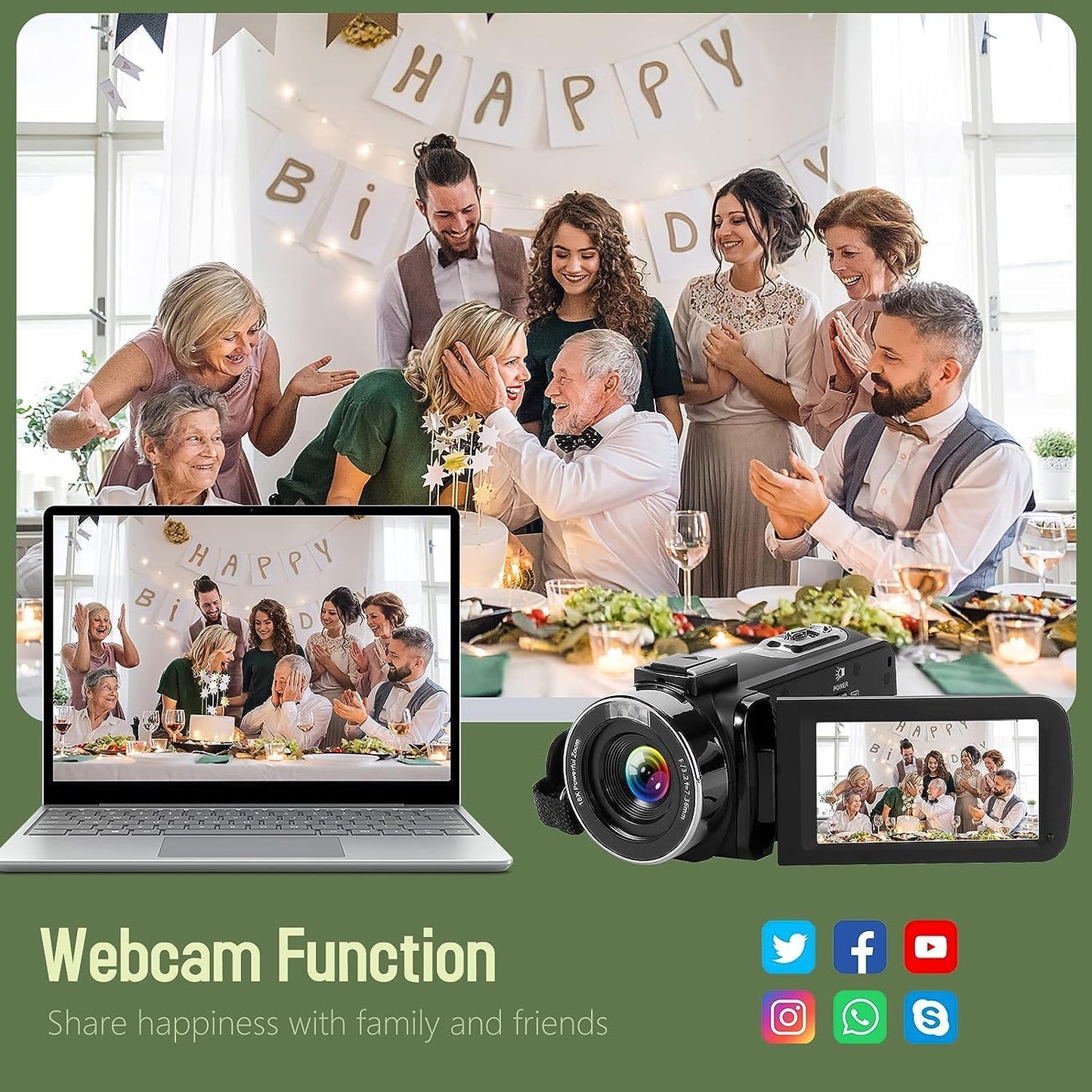 Zorlsk 2.7K 42MP 18X 3.0 Inch 270 2 Video Camera Camcorder, Digital Zoom Vlogging Camera for YouTube, Rotation Screen