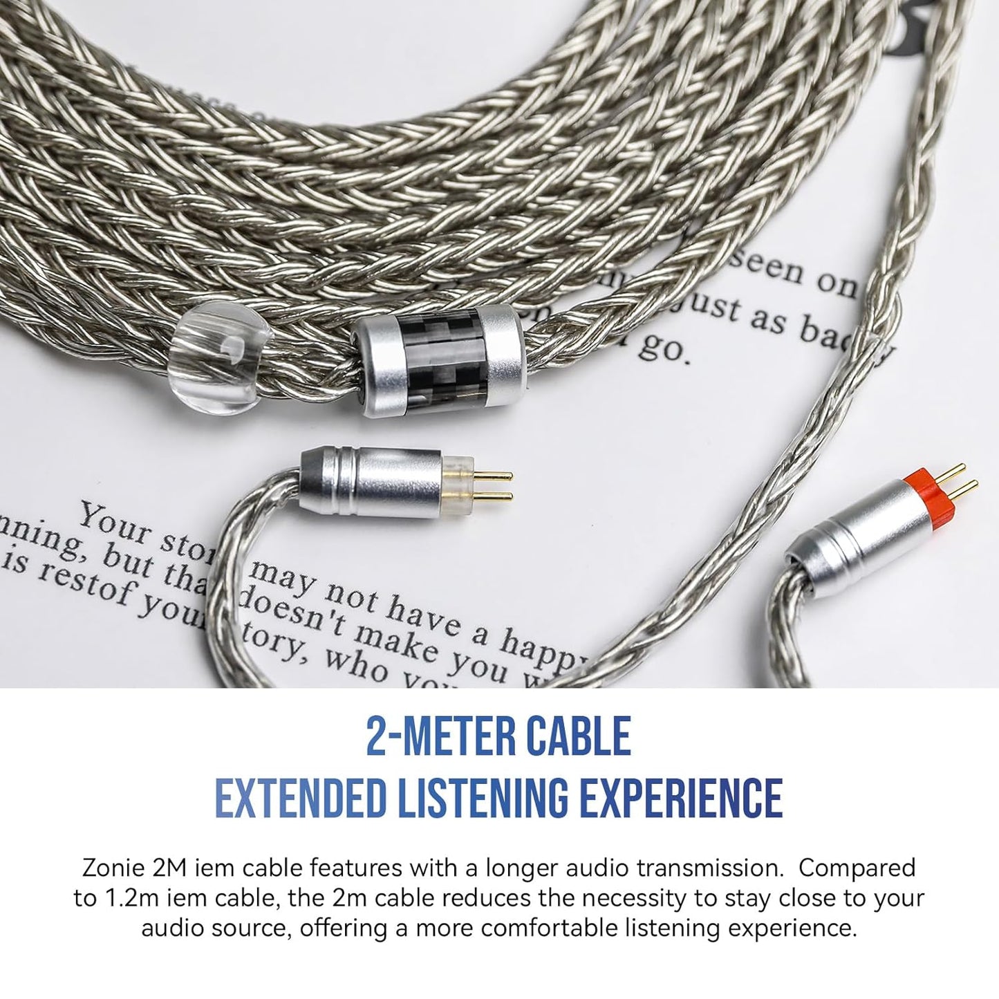 2m 16 2Pin) Linsoul Tripowin Zonie IEM Cable, Long Earbud Cord, Core Silver Plated Earphone Cable, in Ear Monitor Wire