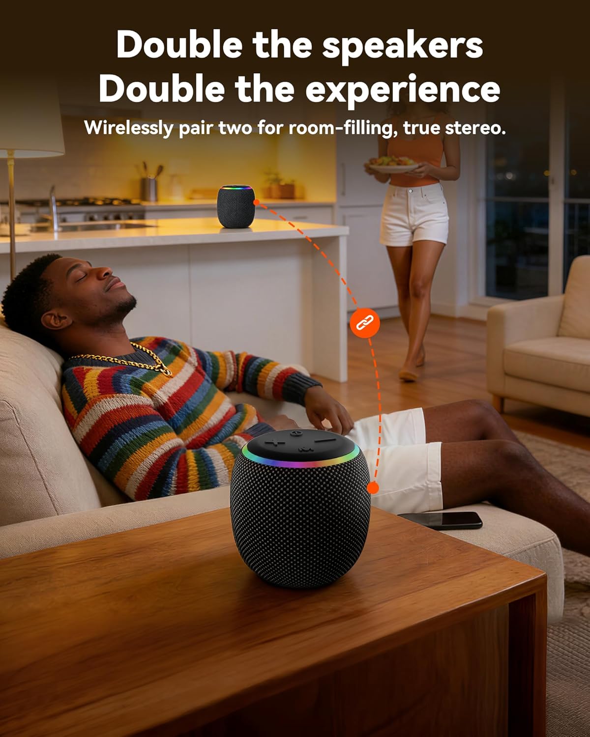 BassBloom 3 IPX6 12W 5.4, Room Portable Bluetooth Speaker, Waterproof, TWS Pairing, Powerful Stereo Sound with RGB