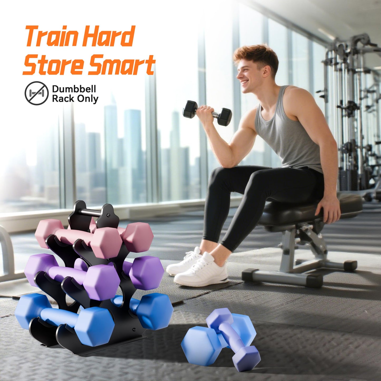 3 Tier Dumbbell Rack, Weight Rack For Home Gym, Dumbbell Stand for Free Weights