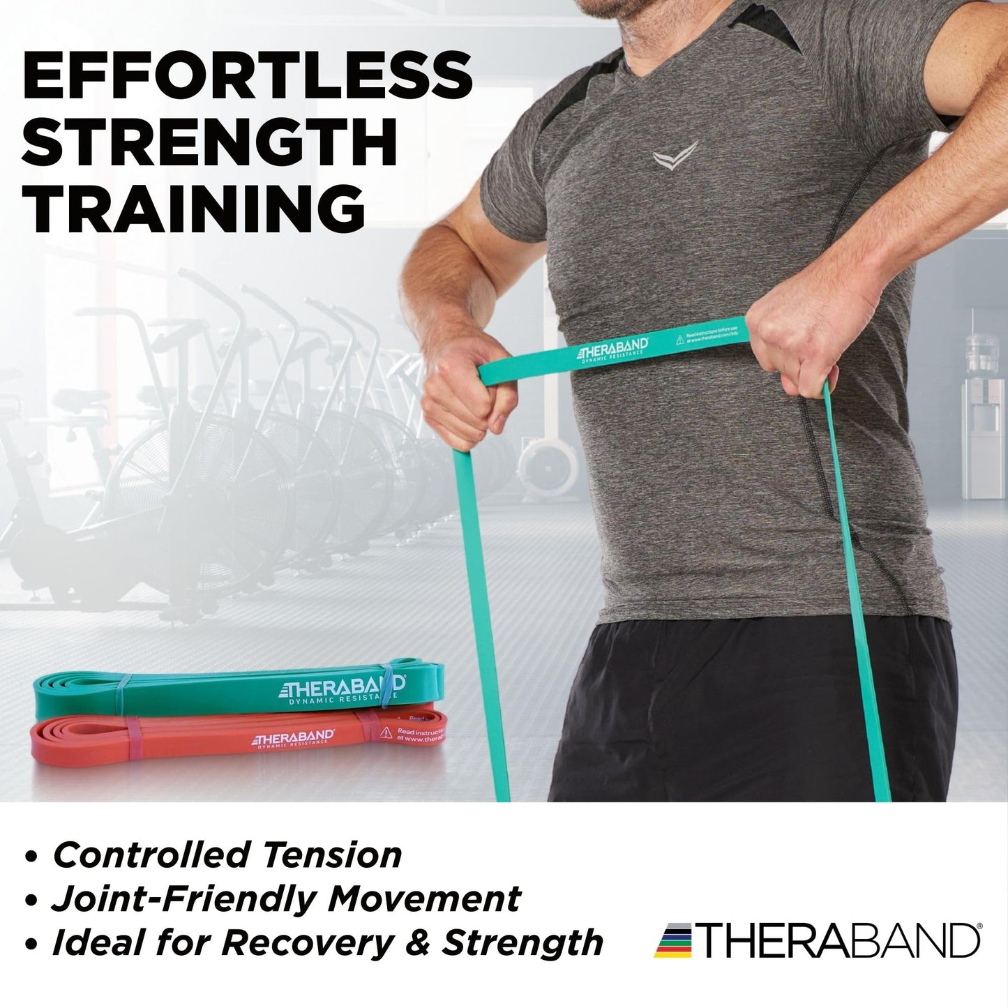 THERABAND High Resistance Band Set of 2, Light and Medium Elastic Super Bands for Full Body Workouts, Physical Therapy, Strength Training, Durable 41” Loop Exercise Bands, 15-25 lbs Resistance