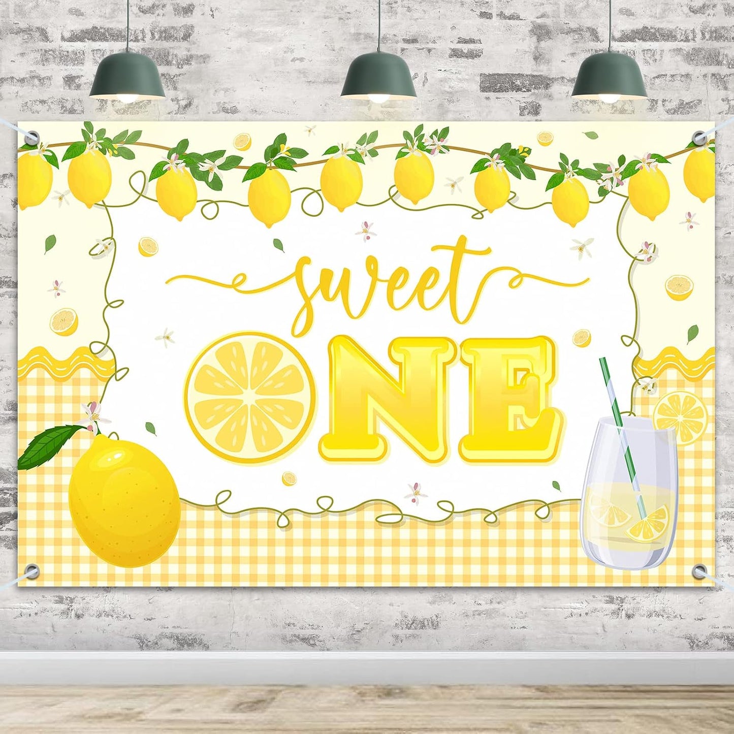 HAMIGAR 6x4ft 1st Sweet One Banner Backdrop - Lemon First Birthday Decorations Party Supplies