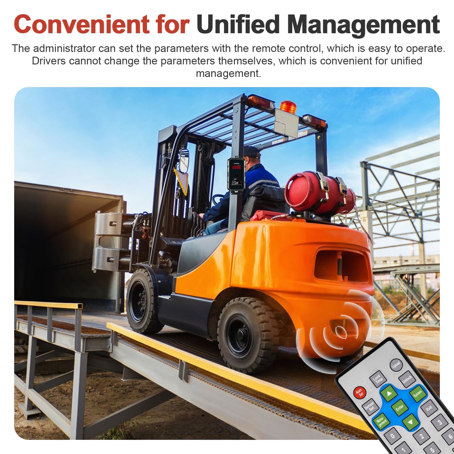 Speed Limit Alarm for Forklift with Remote Overspeed Alarm Siren Horn 120db Forklift Speed Limiter Warning Light Waterproof IP67 Fork Truck Safety System DC12~48V