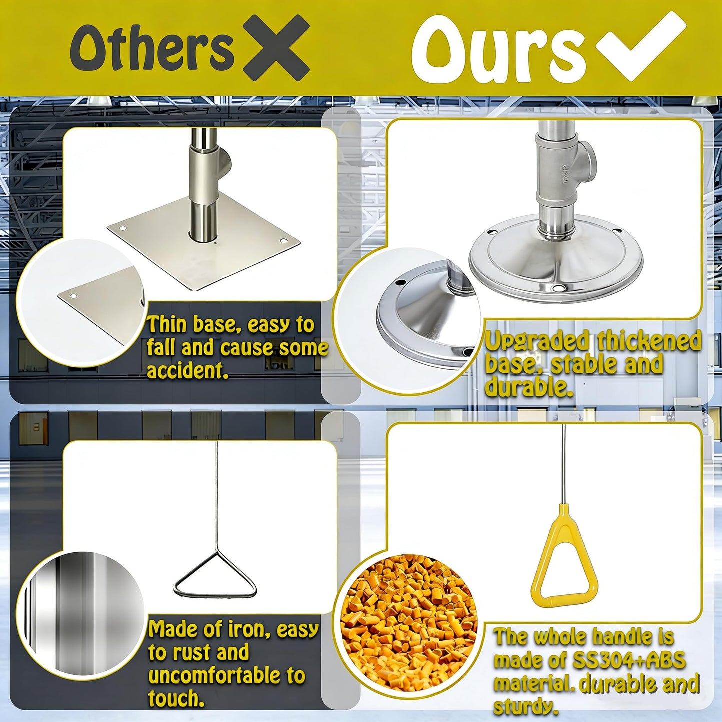 lukar Emergency Shower Eye Wash Station, 304 Stainless Steel Eye Wash Shower Station, 90”Combination Eyewash Shower Station for Industrial Commercial, with Emergency Sign & NPT Threads