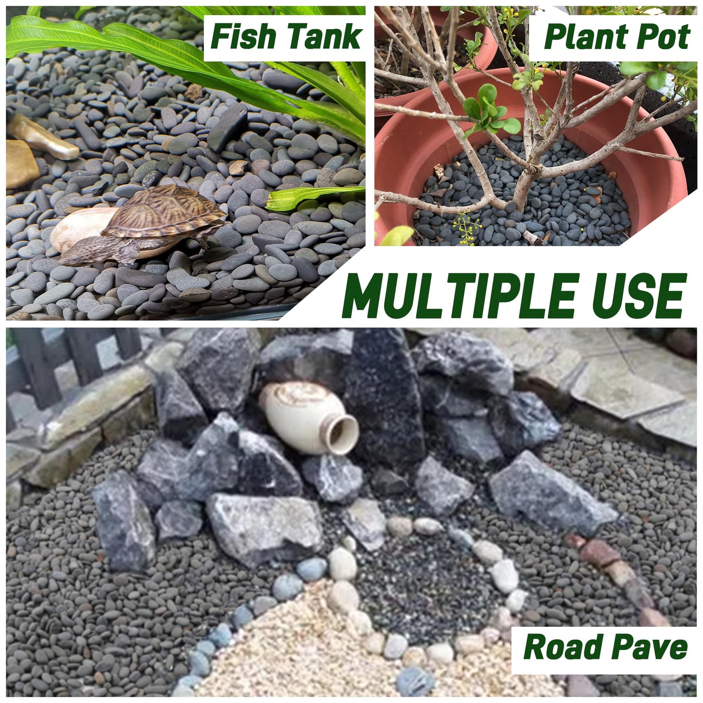 Quibbay 45 LB Mexican Beach Pebbles, 0.4-1 Inch Natural Unpolished Bulk Rocks, Decorative River Rocks for Landscaping Garden Paving Plant, Rocks for Walkways and Outdoor Decorative Stone, Grey