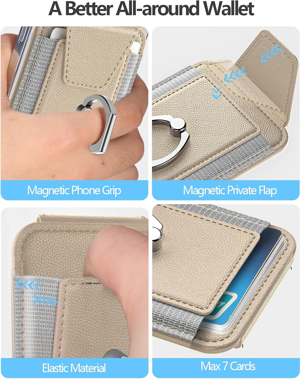 6-Card 17/16/15/14/13/12 ExtreLife For Magsafe Wallet with Grip, Holder, Stronger Magnetic Card Wallet Holder