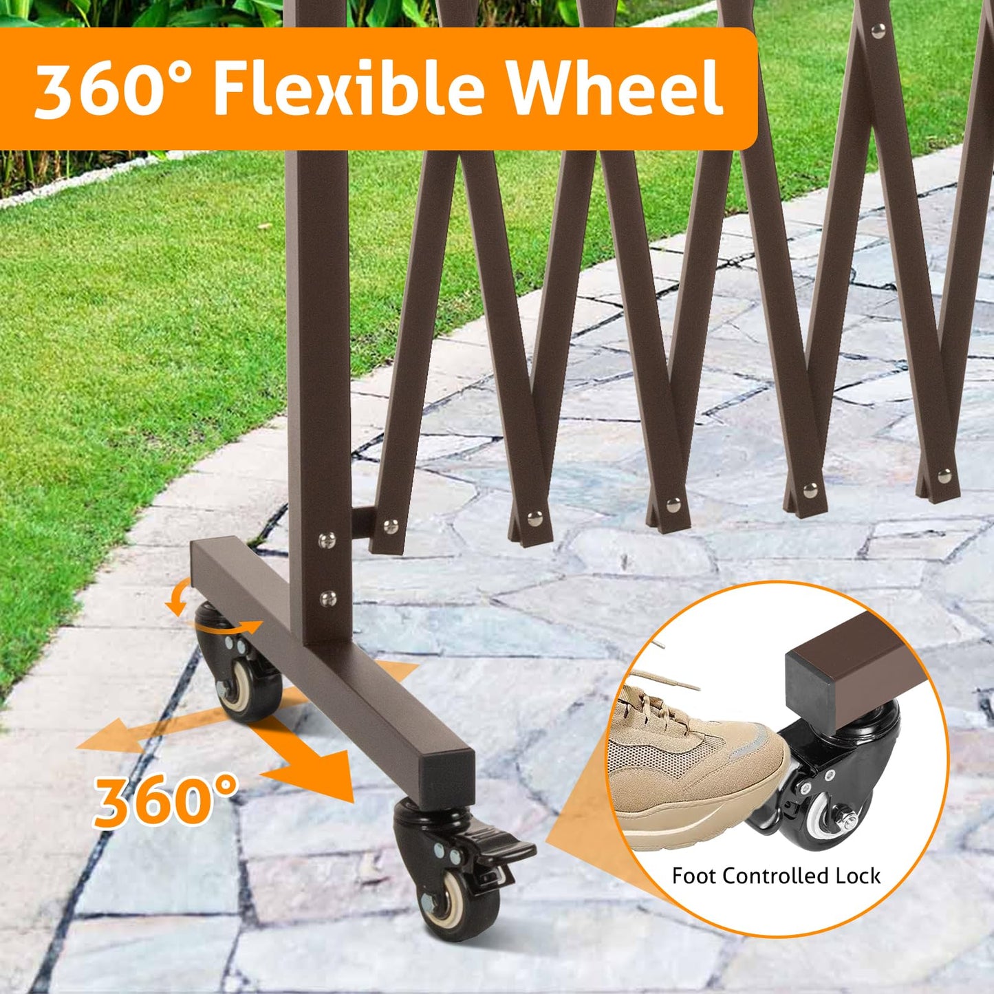 WICHEMI Expandable Driveway Gate, Retractable Gate Outdoor 10.8FT Portable Fence for Wide Openings Temporary Traffic Garage Barricade Safety Gate for Backyard