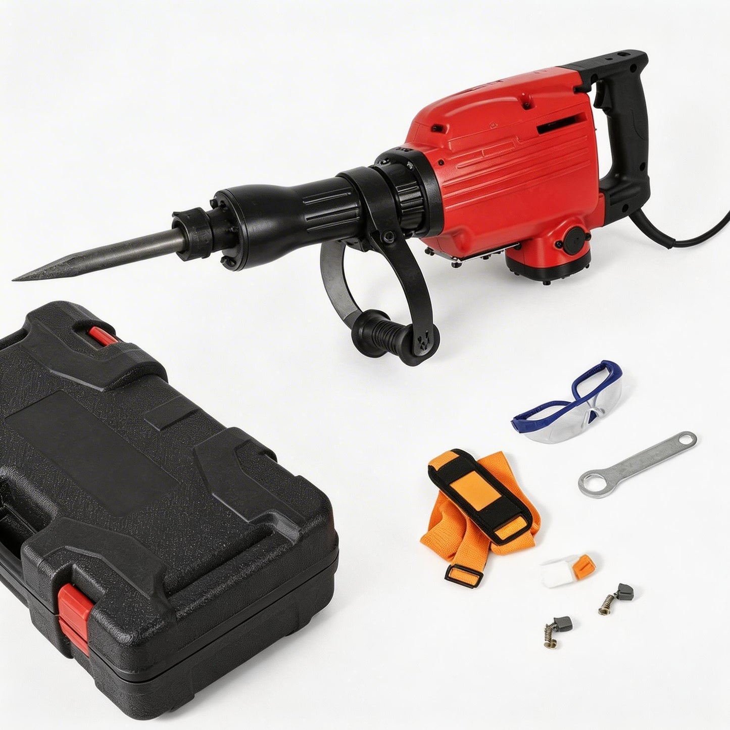 3600W Electric Demolition Jack Hammer, 1900 BPM Heavy Duty Jack Hammer Concrete Breaker, 2pcs Chisel w/Gloves & 360°C Swiveling Front Handle for Trenching and Breaking Holes