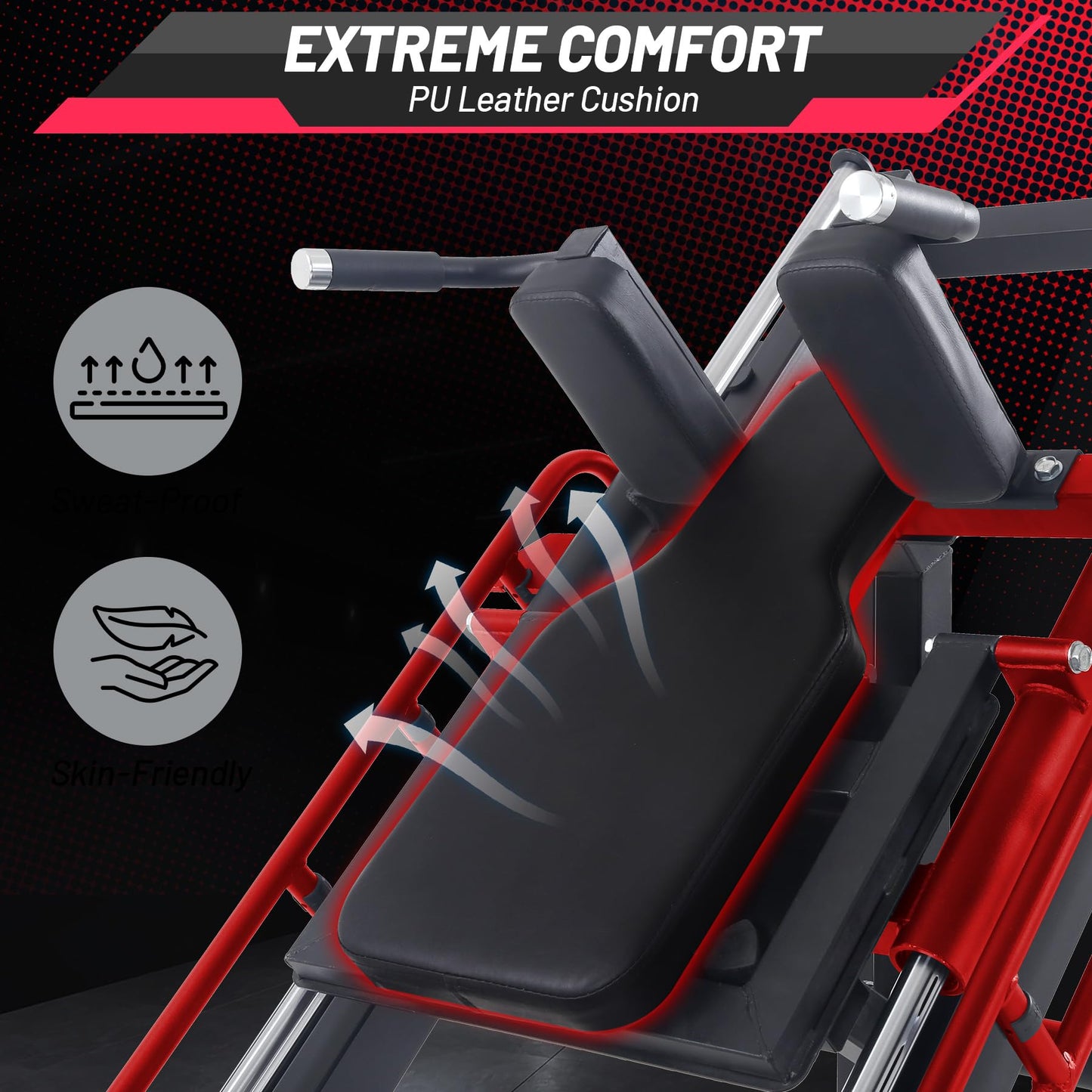 GarveeLife Leg Press Hack Squat Machine, 2 in 1 Leg Press Machine for Home Gym with Linear Bearing, Specialty Hack Squat Machine with Calf Block for Full Lower Body Workout, Red