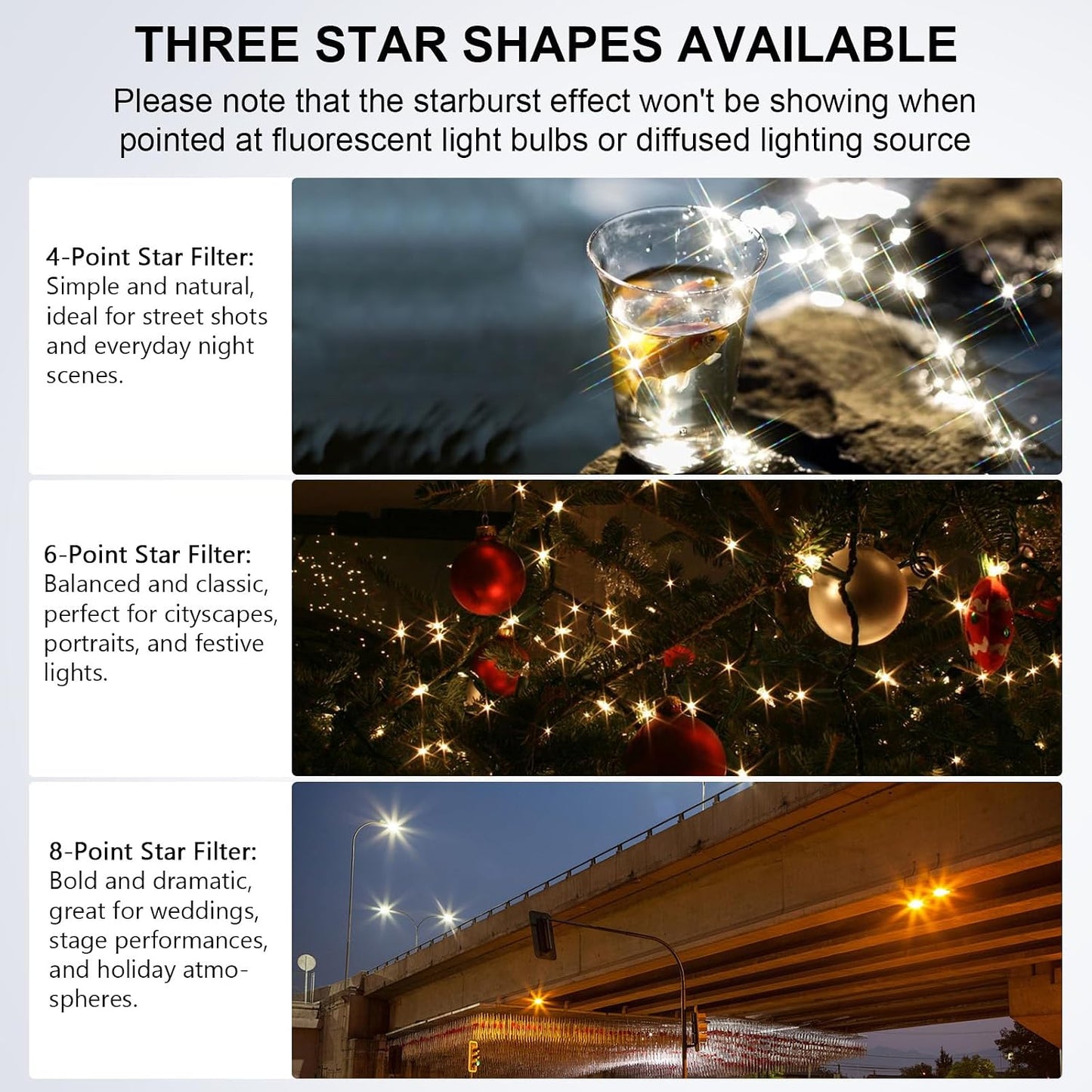 ARTCISE 8 (82mm) Star Filter Point Cross Screen Lens Filter for DSLR Camera Starburst Effect Filter for Night