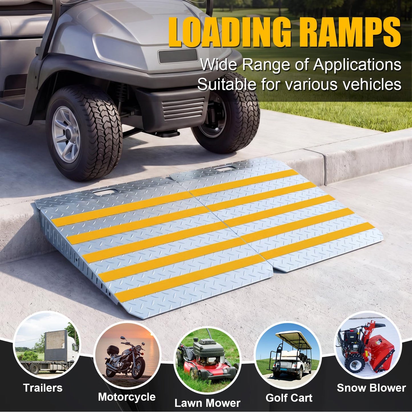 Otoolling 29" x 48" Heavy-Duty Shed Ramp for Riding Mower, Loading Ramps for Sheds Garage Threshold Doorway Lawn Mowers Tractor Snow Blower Wheelchairs Garden Cart, Anti-Slip Punch Plate