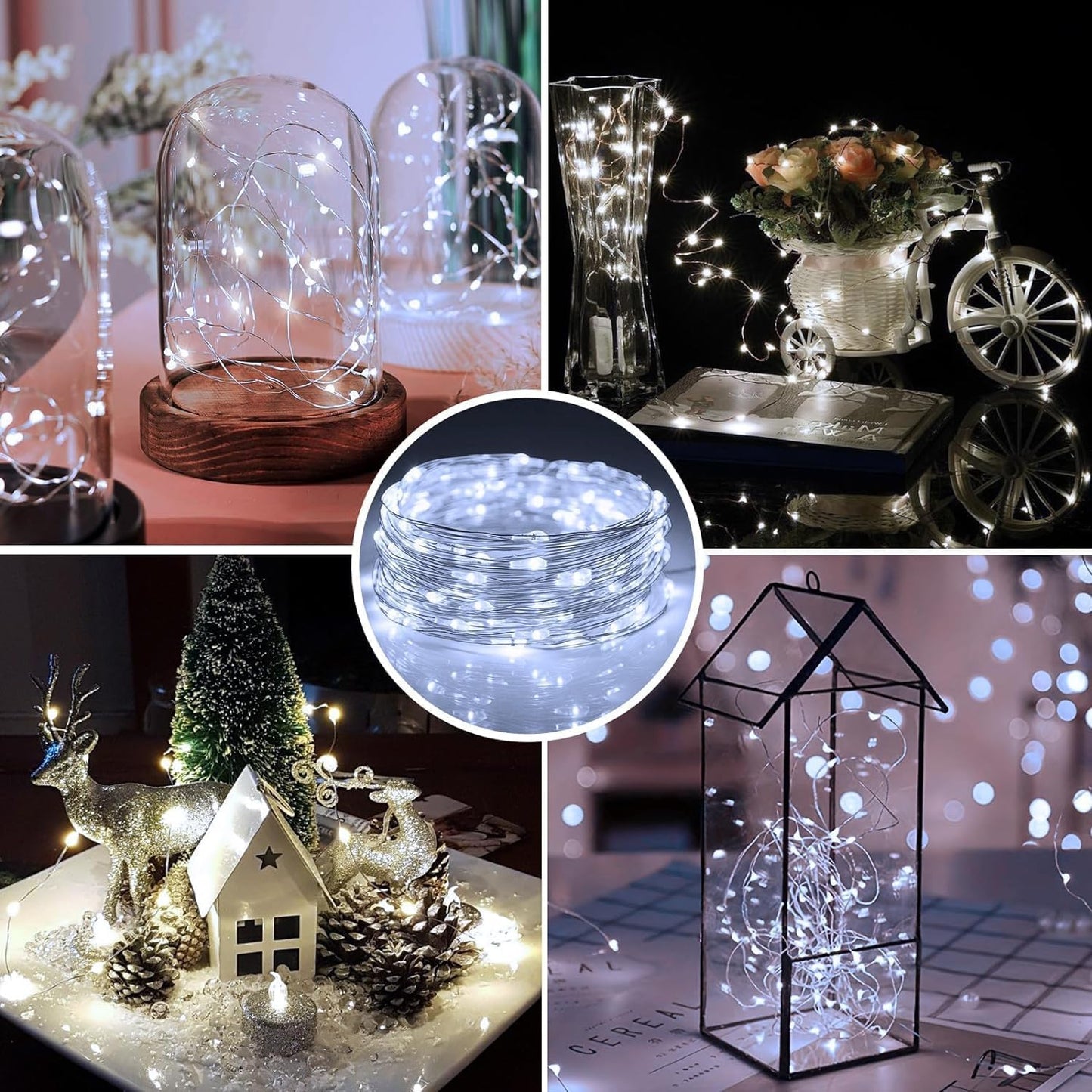 Skiennix 20 Pack Battery Operated Fairy Lights - 7ft Mini Twinkle String Lights | Silver Wire for Weddings & Parties