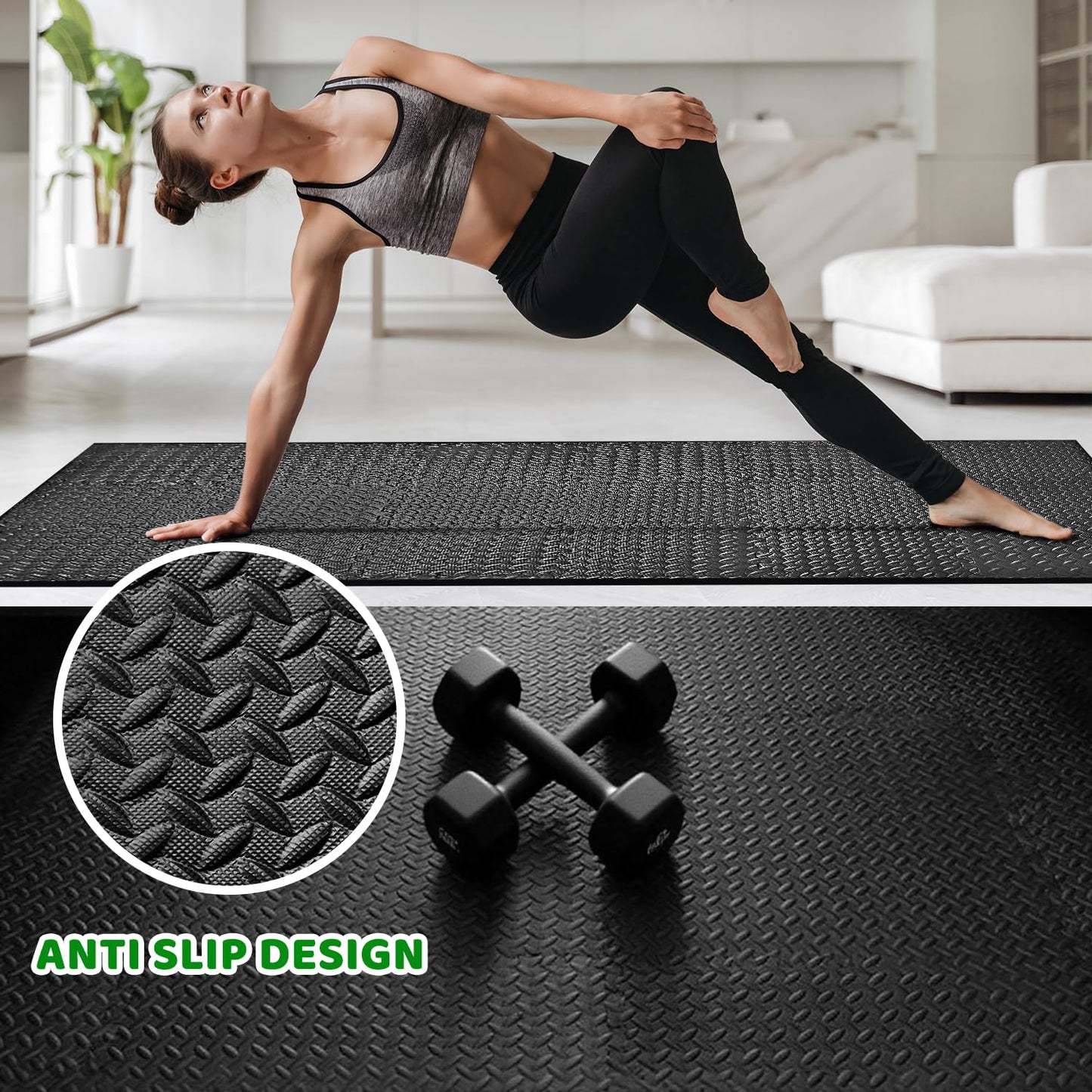 3x6 Feet Interlocking Foam Floor Mats (18-Pack) - 0.4"（10mm Thick Gym Mats for Home Workouts, Exercise & Play - Puzzle Tiles for Home Gym, Yoga, Kids Area.