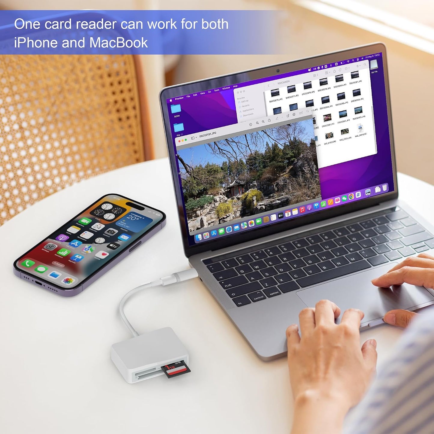 TIANSONG 4 1 SD Card Reader for iPhone, in USB C and Lightning to CF/SD/MS/TF Card Adapter Memory Card Reader