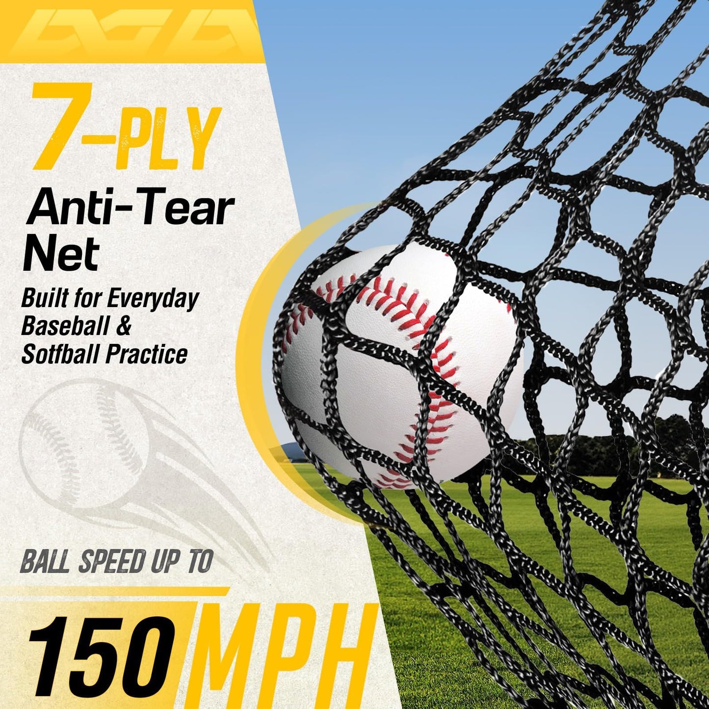PodiuMax 7x7 Baseball & Softball Net with Large Ball Collection System, Upgraded Triangular Base, Softball Pitching Net with 2 Strike Zone, Baseball Nets for Batting, Pitching, Fielding
