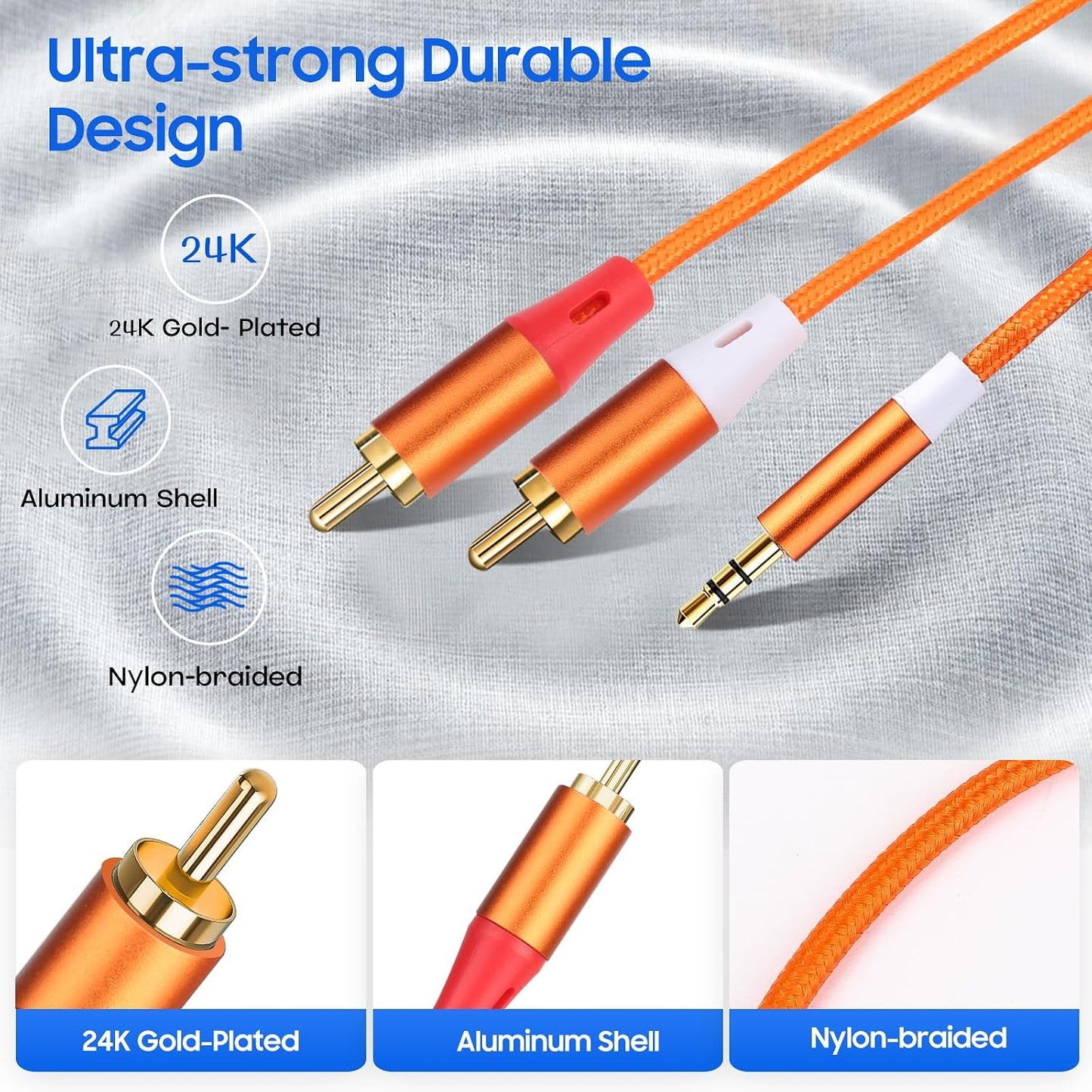 SJINYITONG 3.5mm Cable,2 3.5mm MP3 3.3ft/1 Pack to RCA RCA to AUX Cable for HiFi Systems, Speakers, Players, TVs