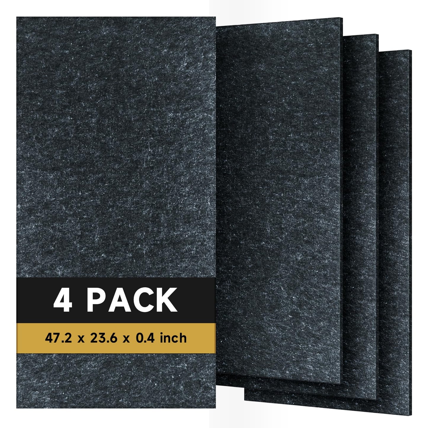 4 PCS Acoustic Panels, 47.2" x 23.6" Self-Adhesive Soundproof Wall Panels, High Density Noise Absorption Panels (Dark Grey)