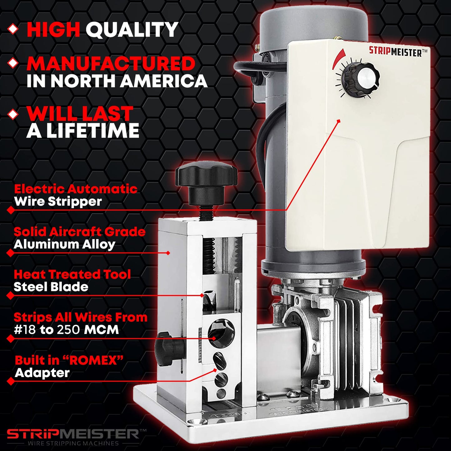 StripMeister Ultimate Wire Stripping Kit: E250 Machine & Feeder – Precision Stripping with Variable Speeds, Easy Scrap Metal Processing & Maintenance
