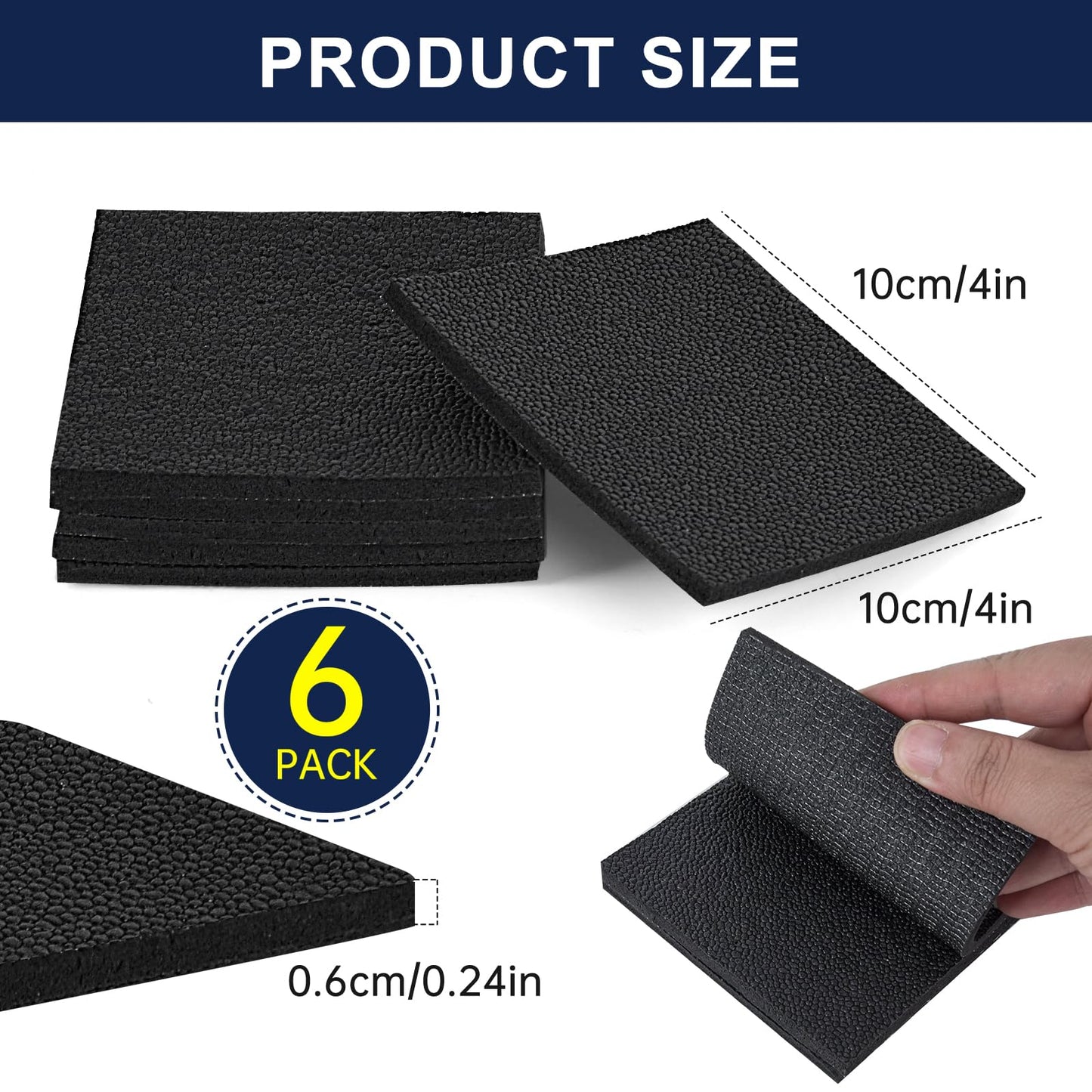 6 Pack Treadmill Mat Pads, Exercise Equipment Mat for Floor Protection, High Density Anti Vibration Pad for Treadmill, Walking Pad, Exercise Bike, Washing Machine and Floor Protection