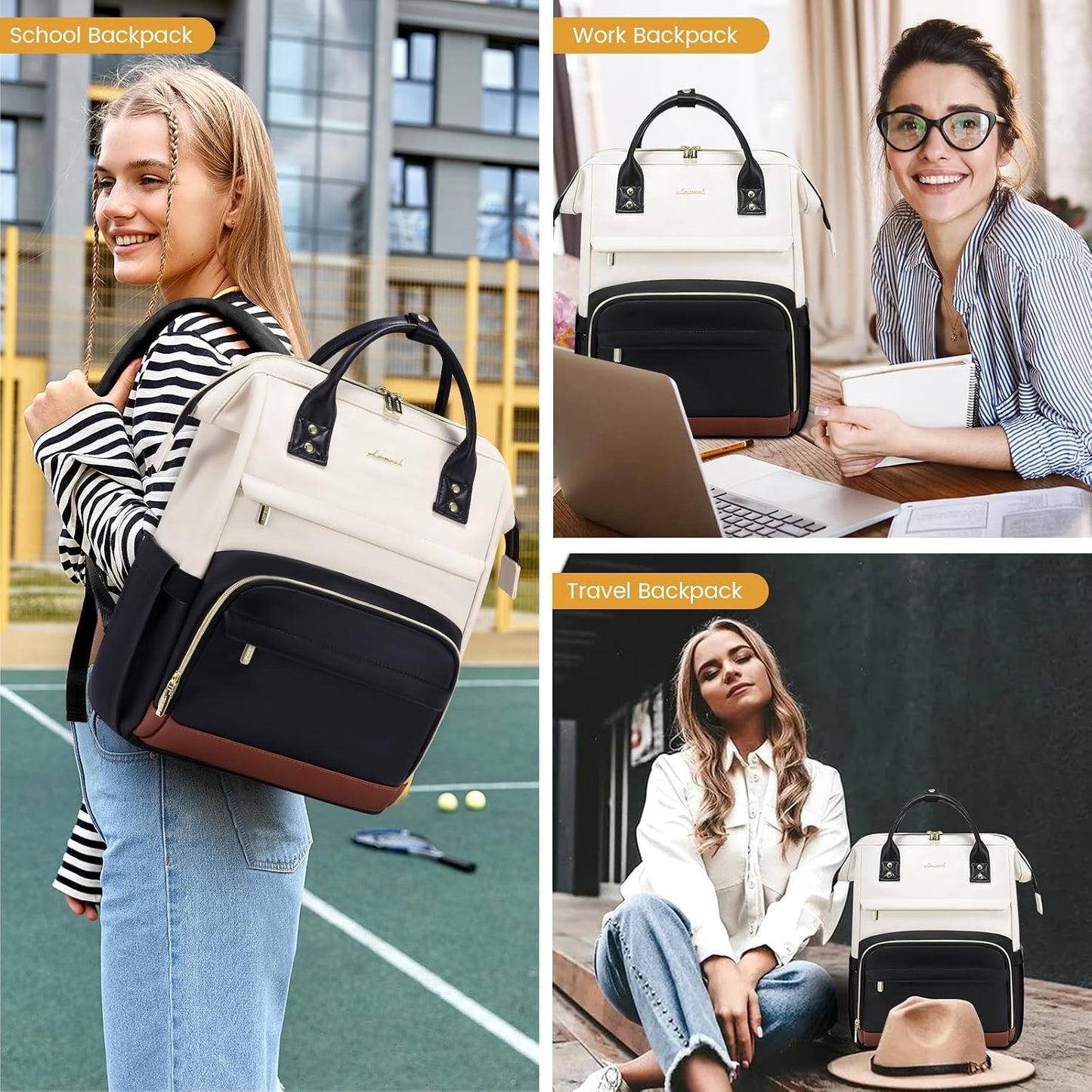 Backpacks Women,15.6 inch Backpack Backpack Backpacks,Beige LOVEVOOK Leather for Leather Laptop Women,Professional Work