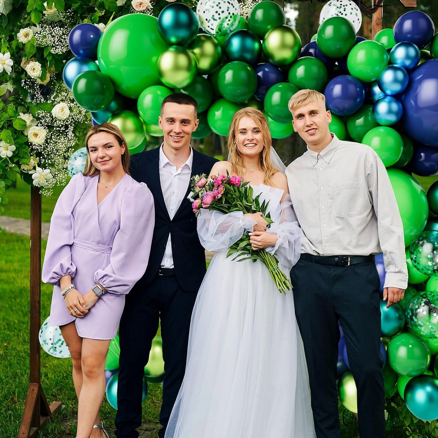 Skiennix Balloon Garland Arch Kit - Dark Blue & Green Latex Balloons | Confetti Balloons for Weddings & Parties