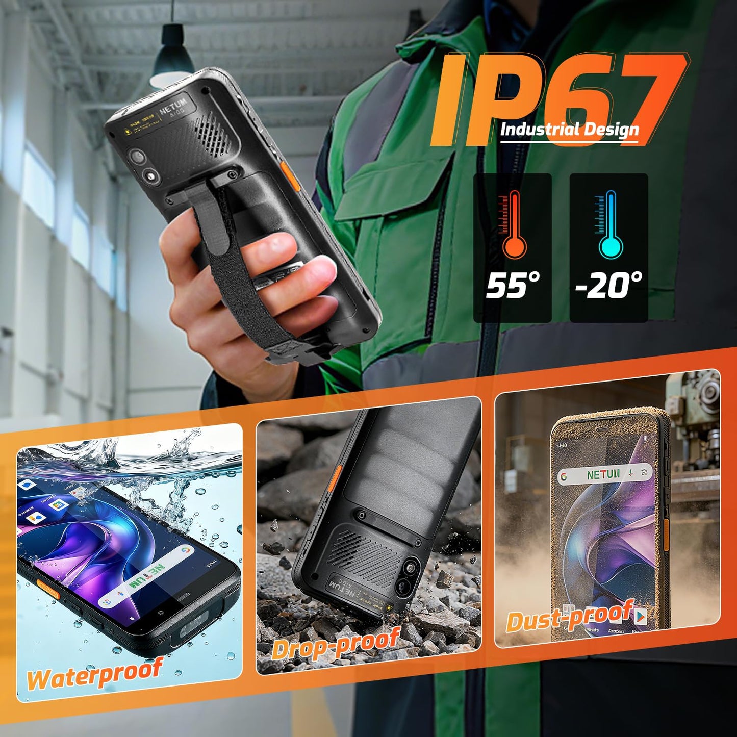 NETUM Android 14 Handheld Barcode Scanner Mobile Computer, Q900 with Honeywell HS7 Engine, 1D/2D Scanning, 5.99" HD Touchscreen, Wi-Fi & 4G LTE – Ideal for Warehousing, Logistics & Asset Tracking