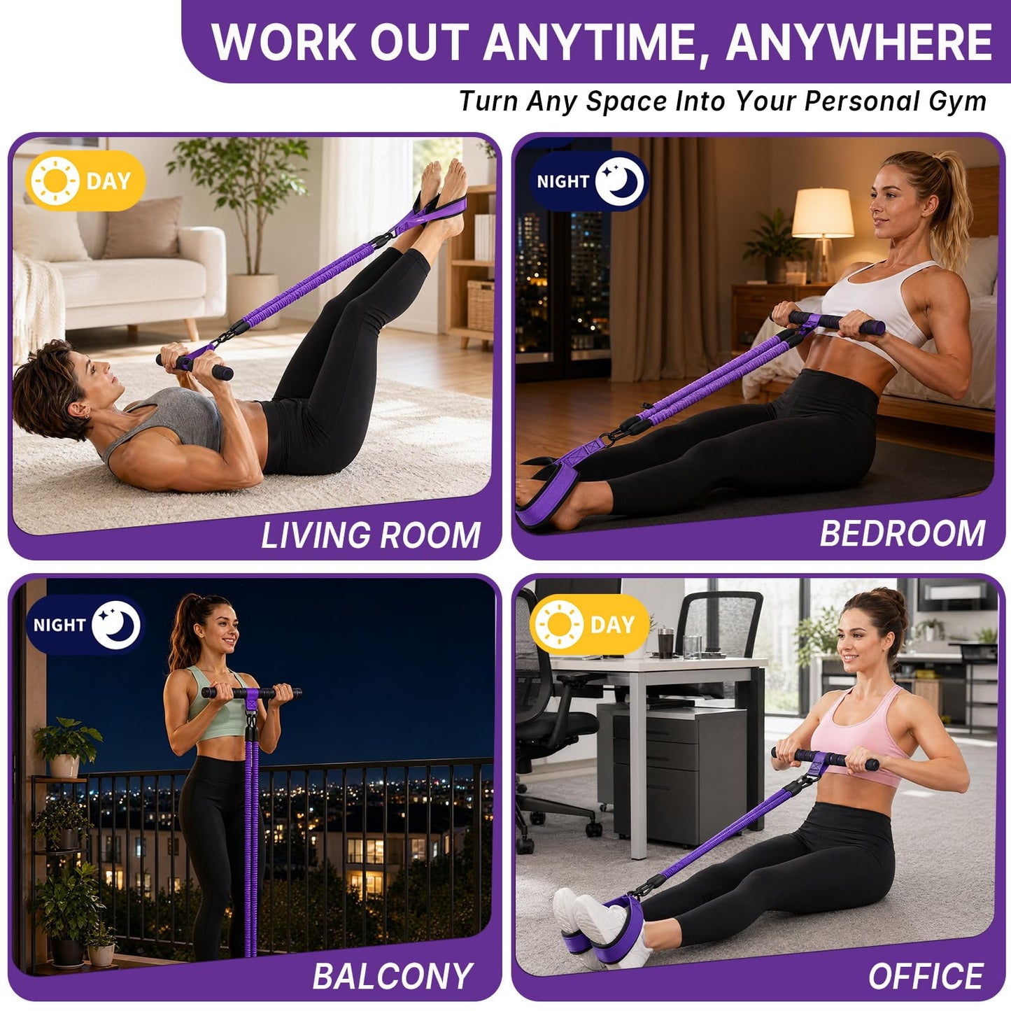 Upgraded Pedal Resistance Band with Handle, Protective Nylon Sleeves & Adjustable 30/60LBS, Sit-up Workout Equipment for Core/ABS, Waist, Arm, Leg, Portable Home Gym for Men & Women Body Shaping