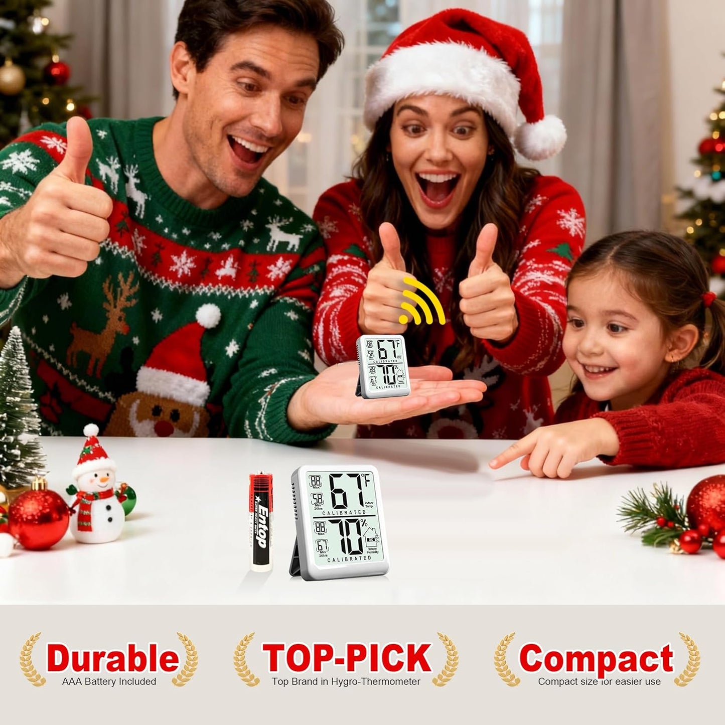 Antonki Digital Room Thermometer - Indoor Temperature & Humidity Gauge with Max/Min Records | Battery Included