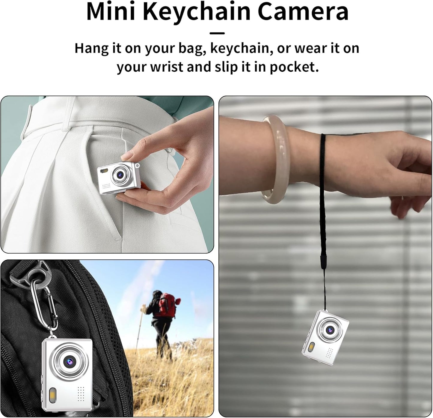 Lenane Camera-1080P 0.96" 16GB Mini Keychain Mini Retro Digital Camera with Screen Card,Portable Video Recorder