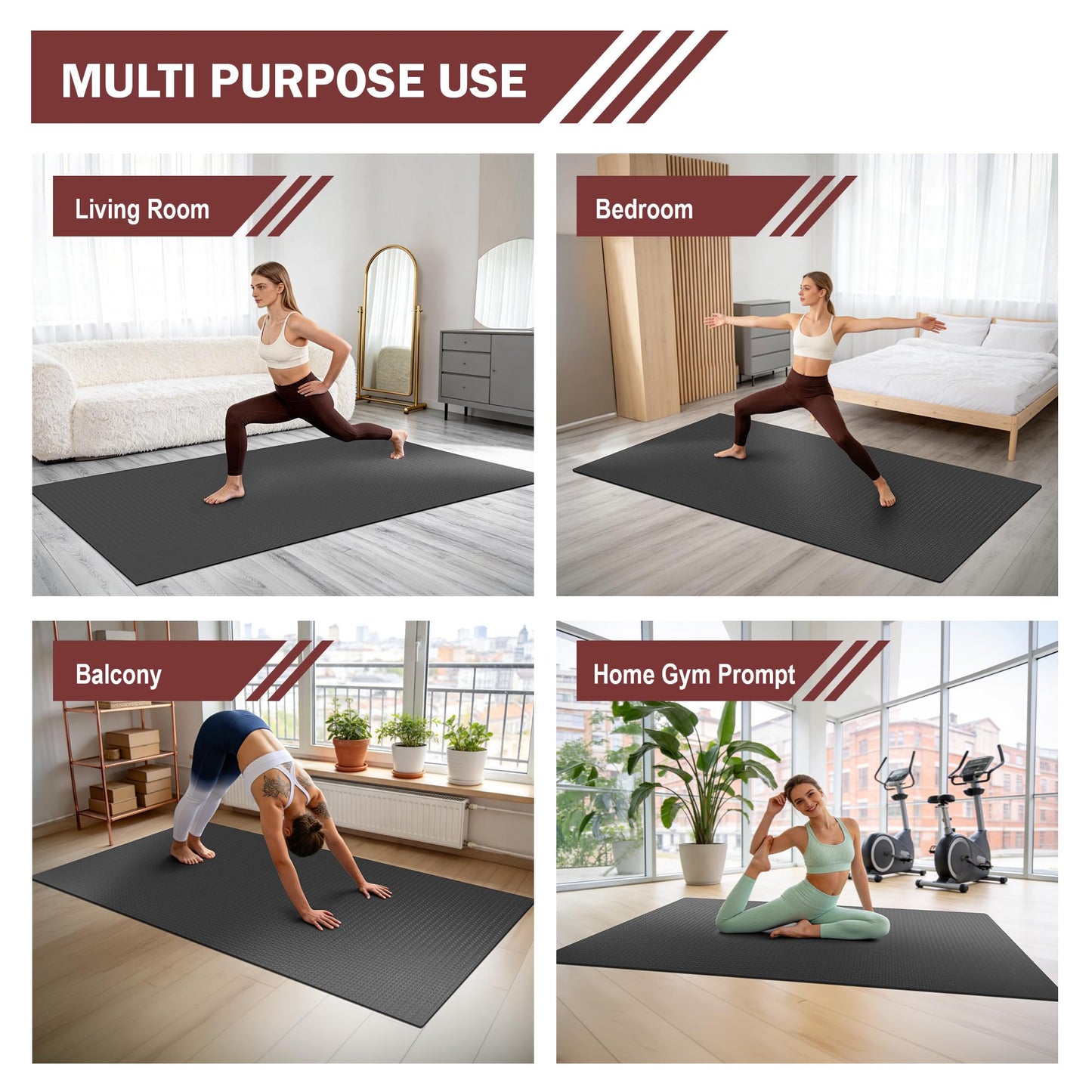 Stepwaver Extra Large Exercise Mat, 7'x5' (6mm) Thick Workout Mat for Home Gym & Garage Flooring, Shoe-Friendly, Non-Slip, Ultra Durable, Thick Large Workout Mats for Home Workouts