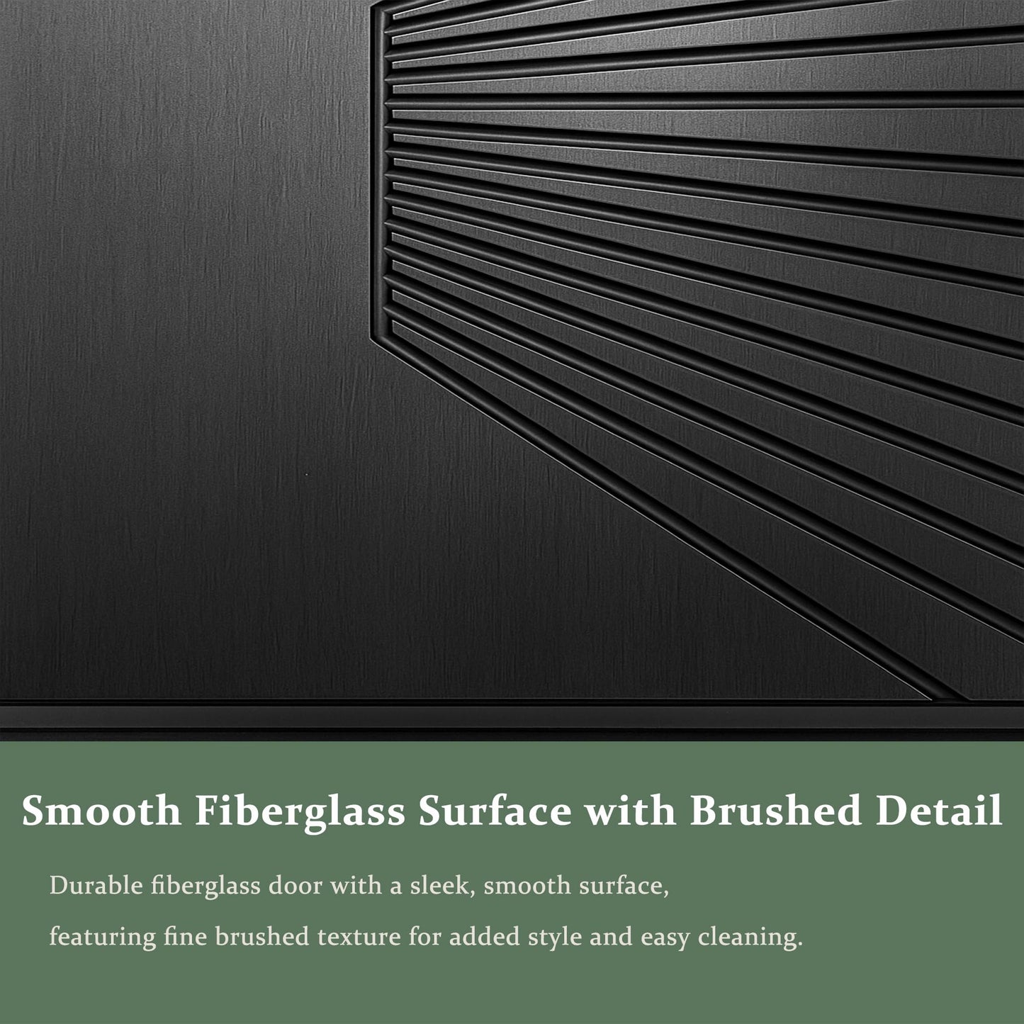 Exterior Fiberglass Door 36x80in Onyx Black, Metallic Look with Radiating Groove Design Front Entry Door Right-Hand Inswing, Textured Surface Knock-Down Door with Brickmould, Vinyl Frame