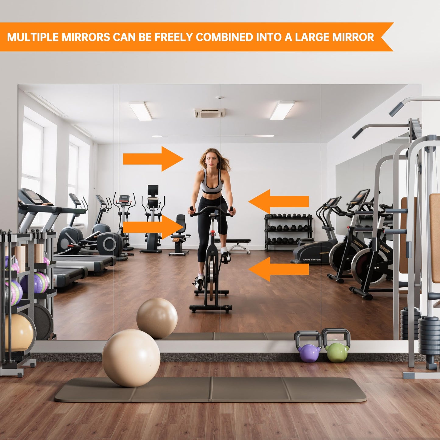 Hasipu Home Gym Workout Mirror 83" L x 39" W-1pcs Large Full Length Mounted Full Body Frameless Mirror for Workout, Yoga, Garage, Bedroom, Dance